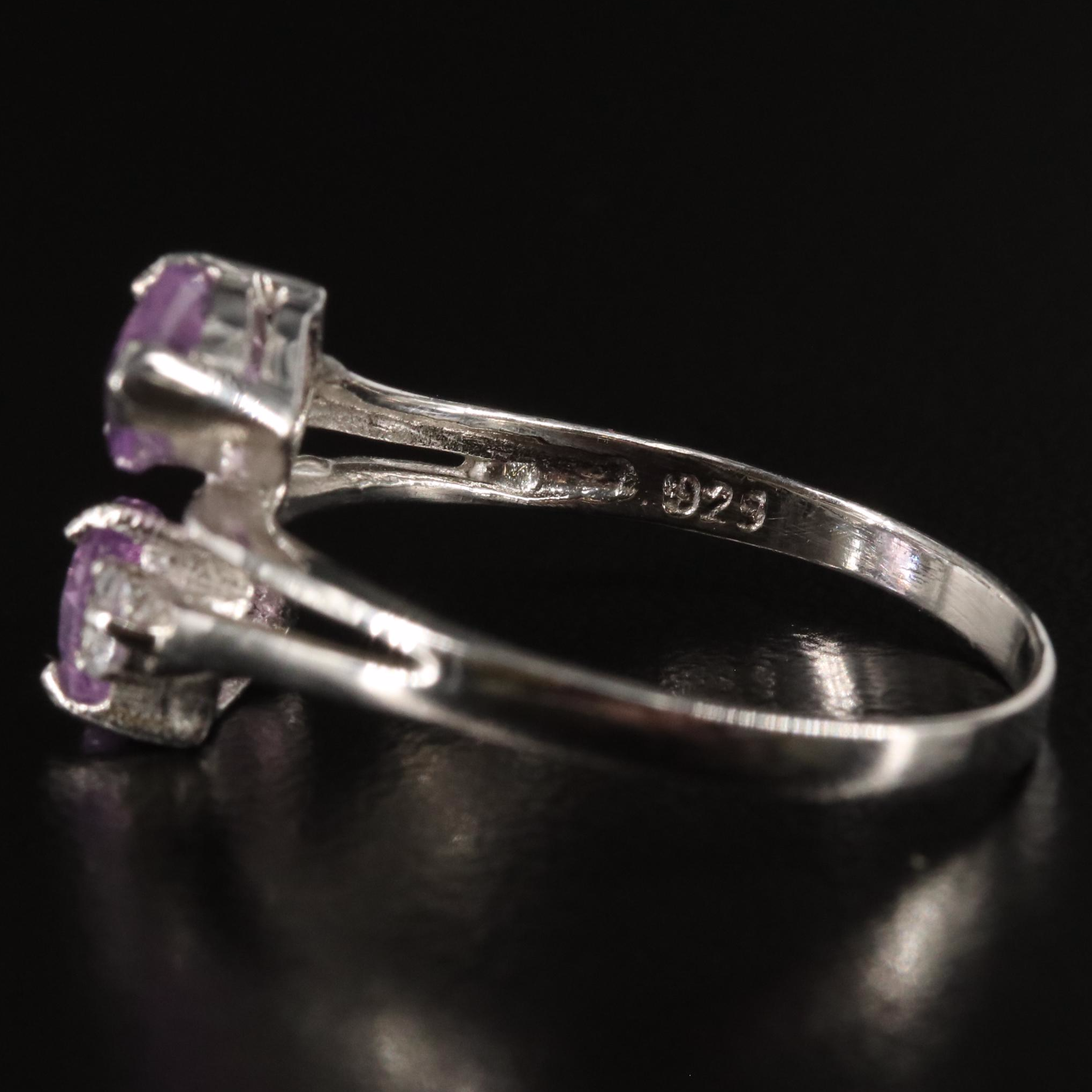 Sterling Amethyst and White Topaz Bypass Ring