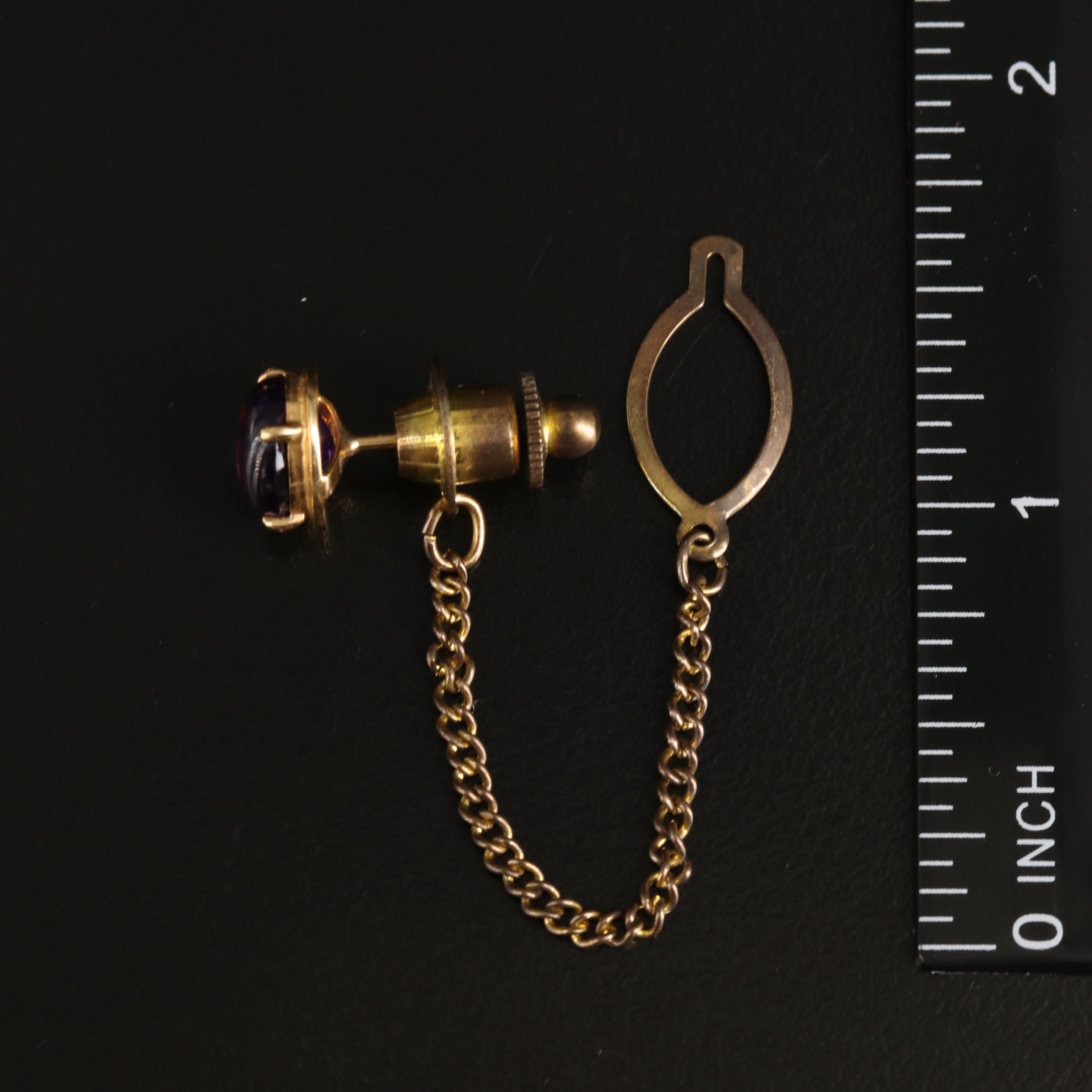 18K Amethyst Cufflinks and Tie Tack