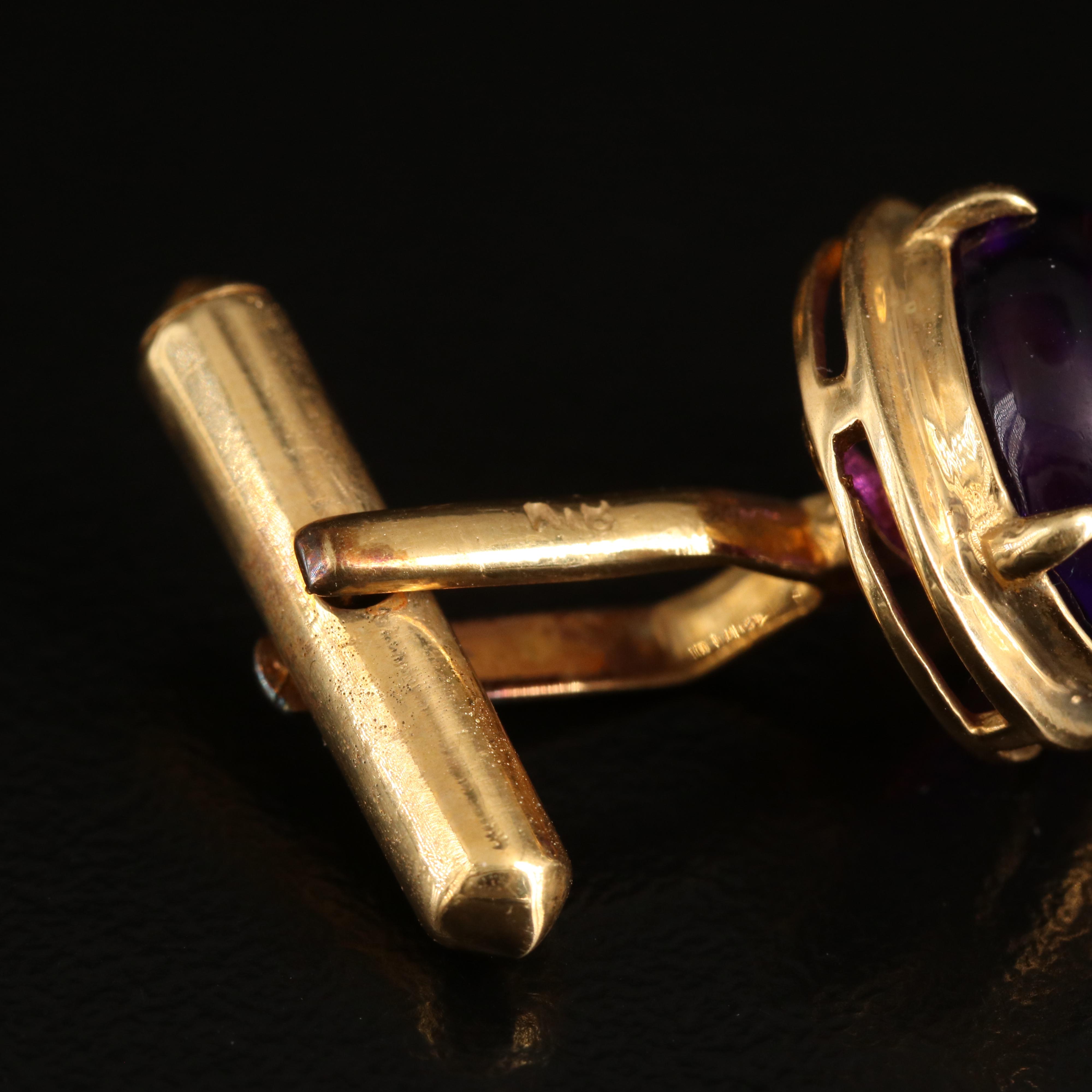 18K Amethyst Cufflinks and Tie Tack