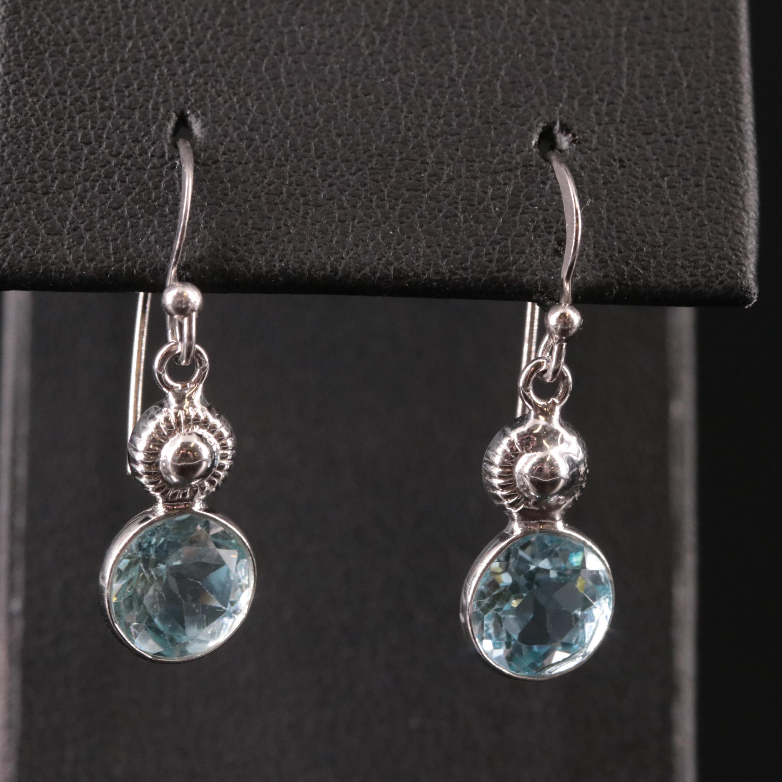 Sterling Blue Topaz Drop Earrings