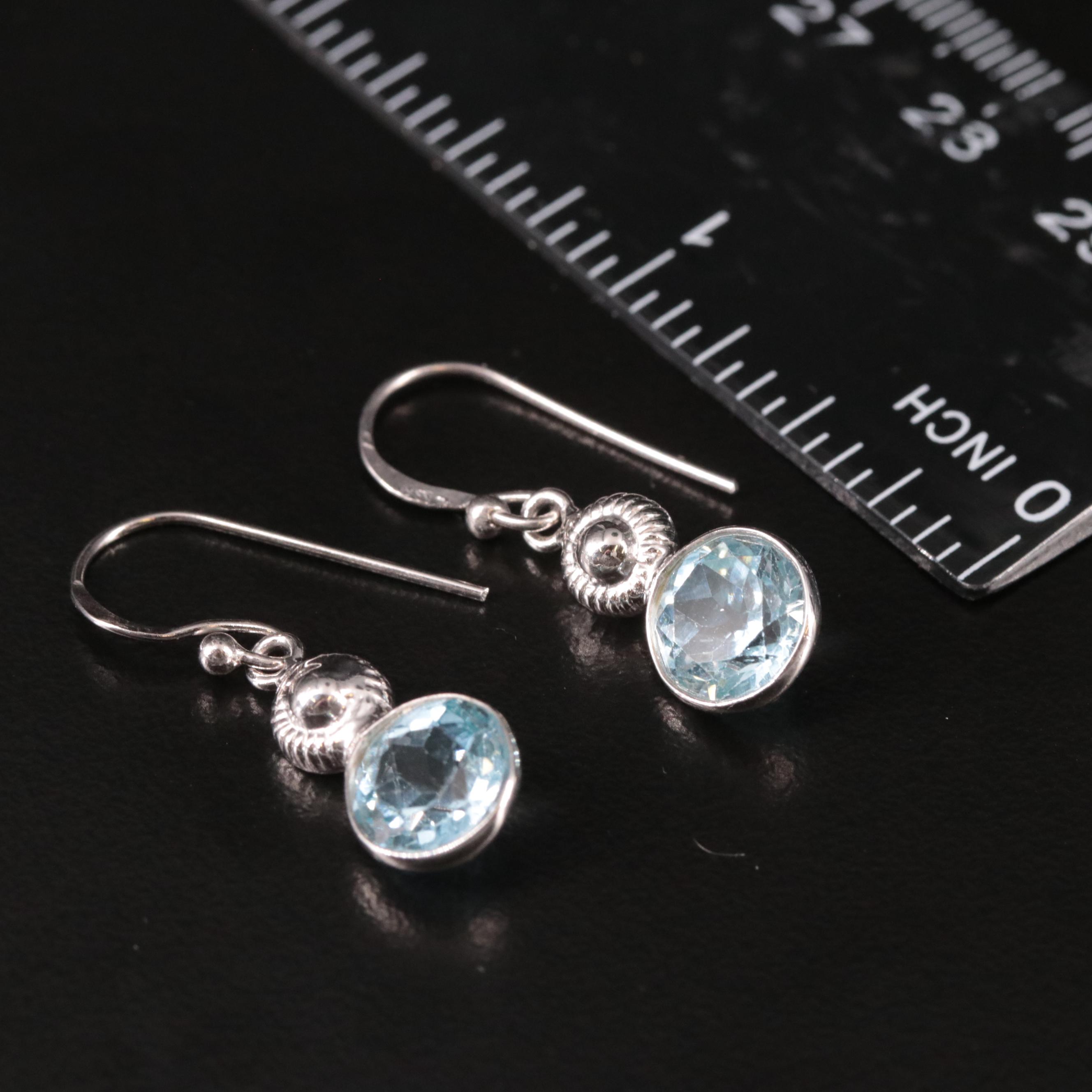 Sterling Blue Topaz Drop Earrings