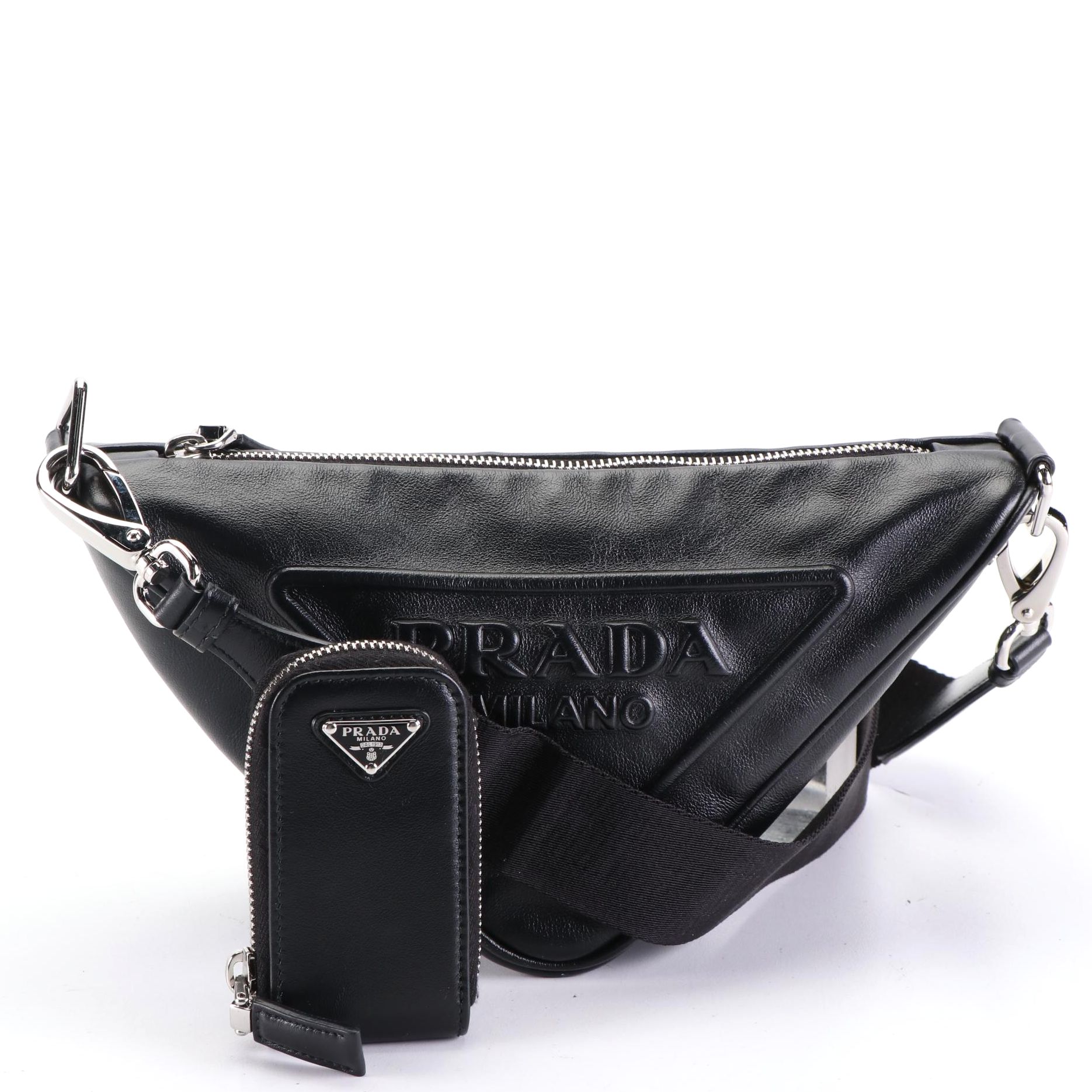 Prada Triangle Bag in Leather with Detachable Pouch