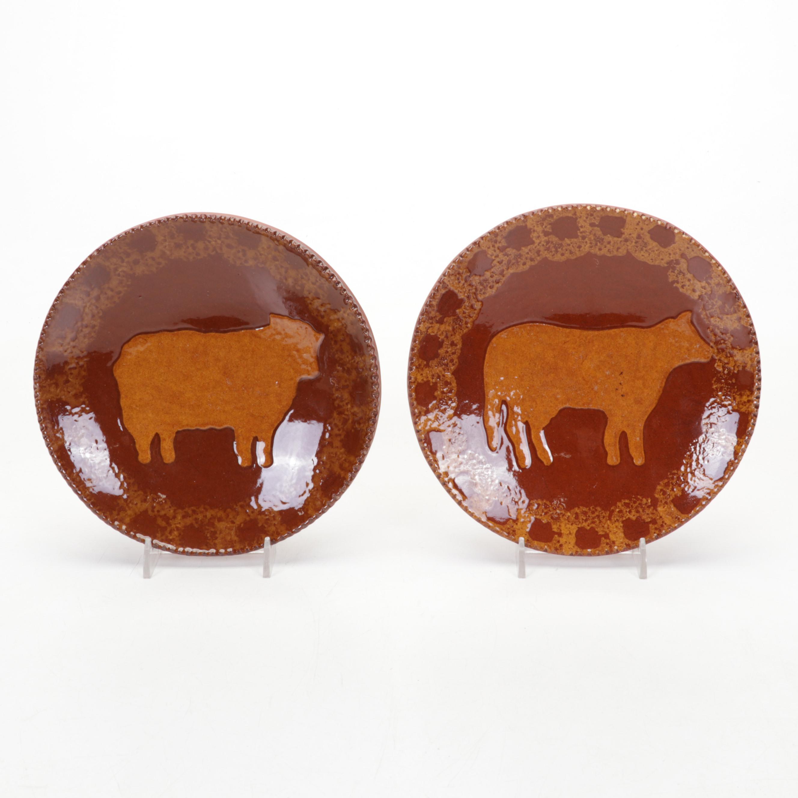 Torquay Pottery Mottoware Dishes With Betty Talbott Butter Dish and Redware