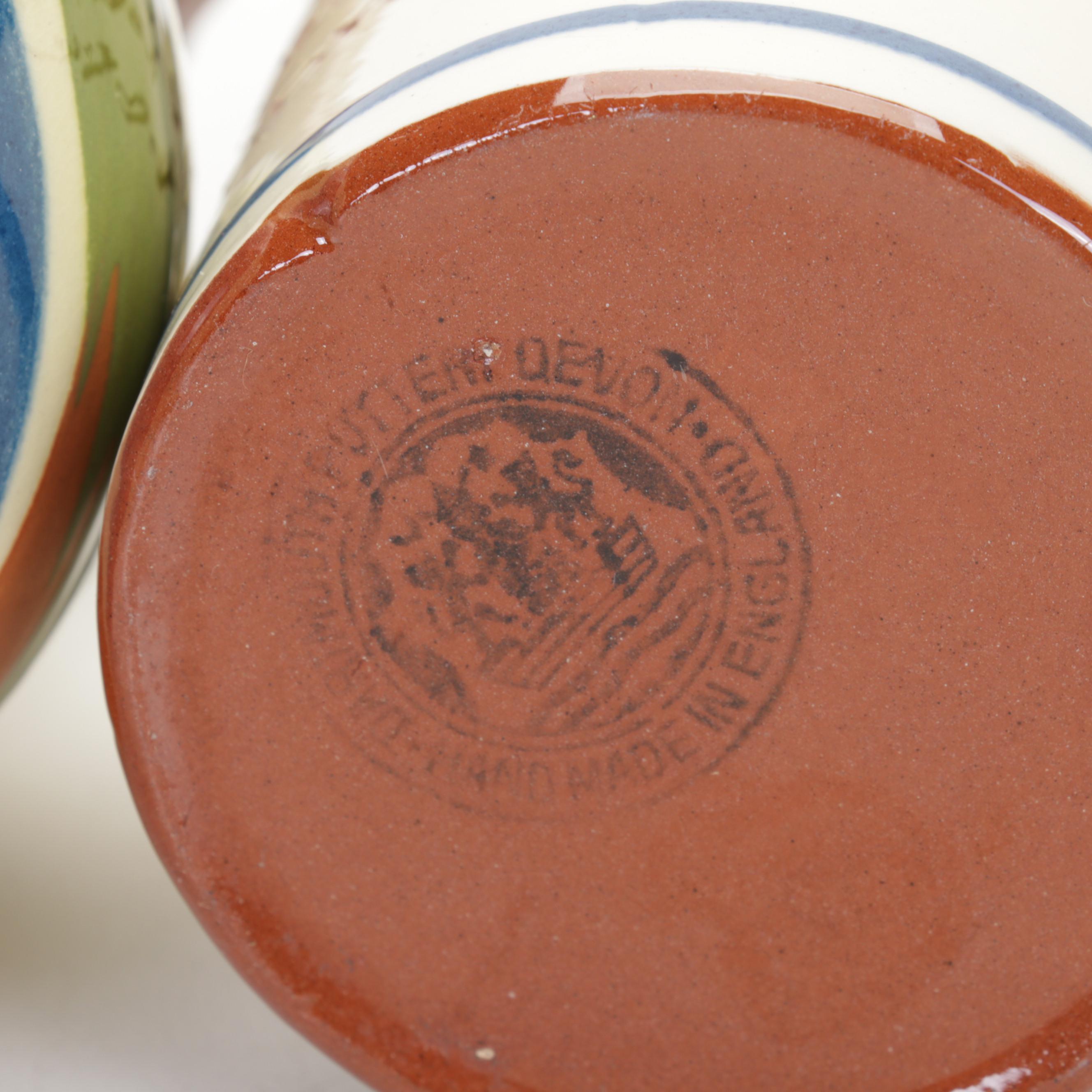 Torquay Pottery Mottoware Dishes With Betty Talbott Butter Dish and Redware