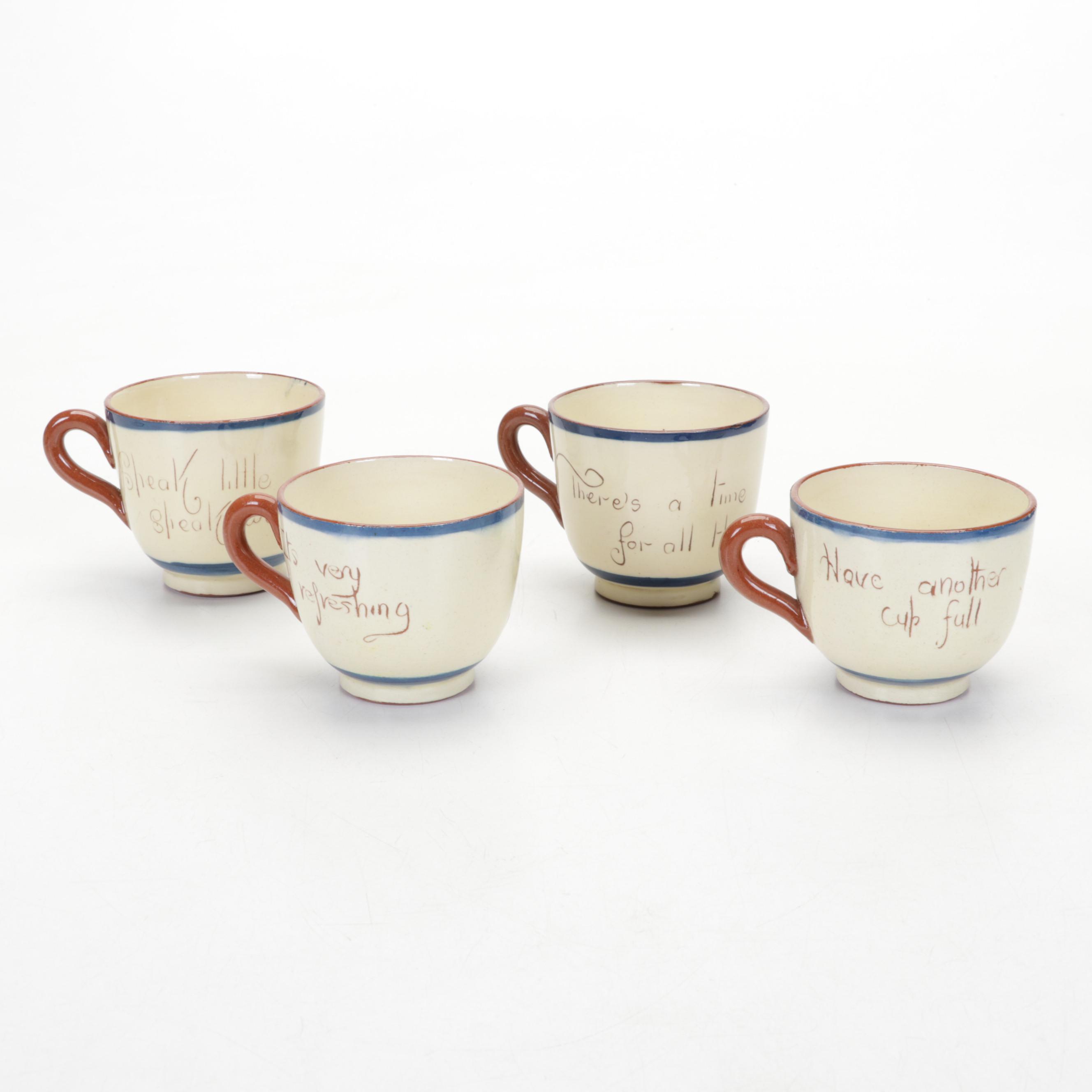 Torquay Pottery Mottoware Dishes With Betty Talbott Butter Dish and Redware