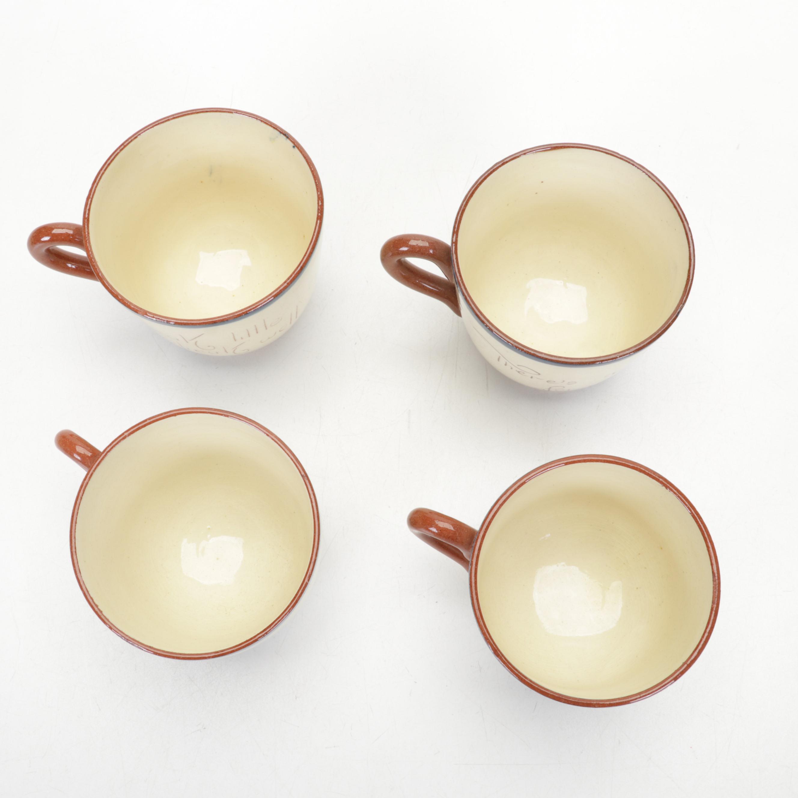 Torquay Pottery Mottoware Dishes With Betty Talbott Butter Dish and Redware