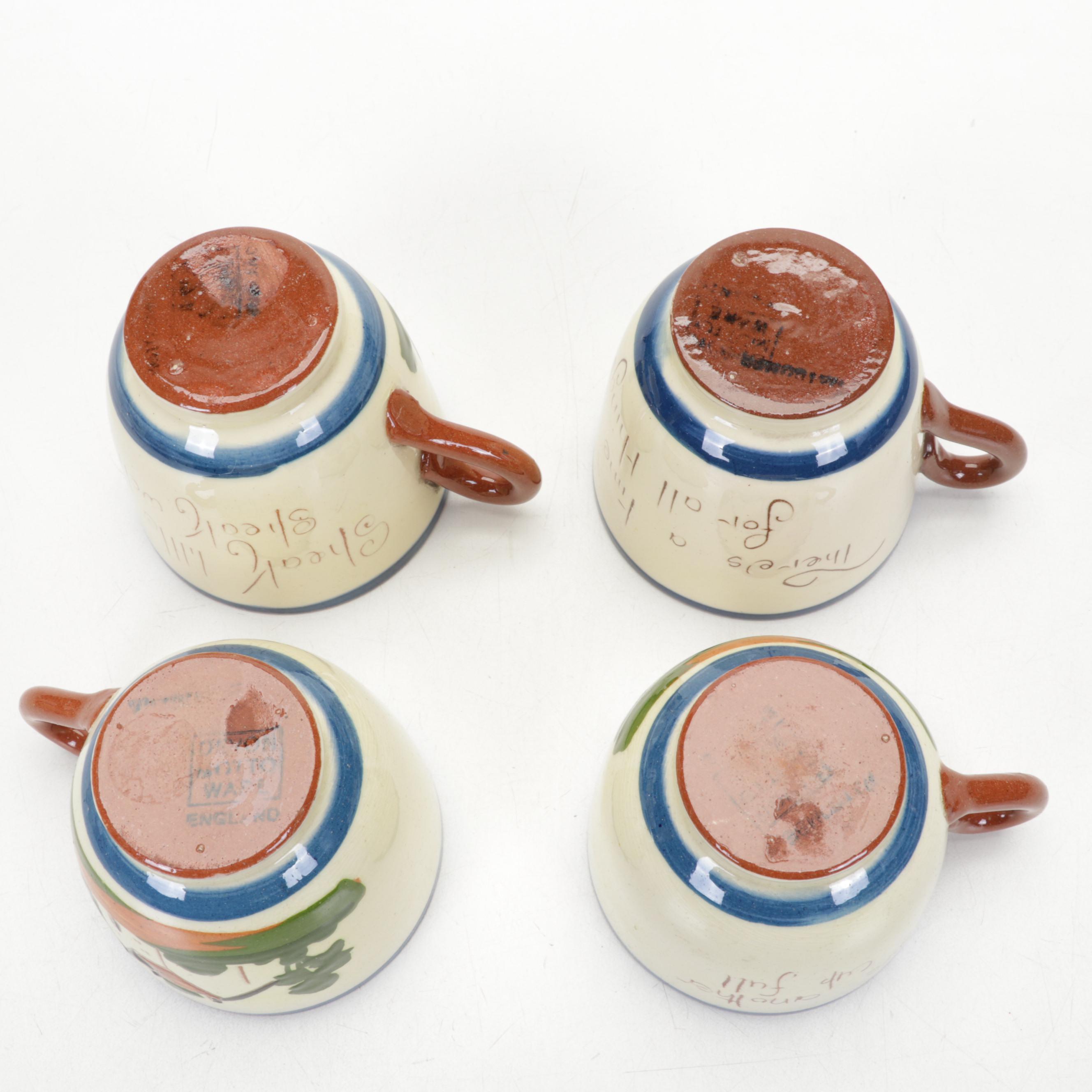 Torquay Pottery Mottoware Dishes With Betty Talbott Butter Dish and Redware