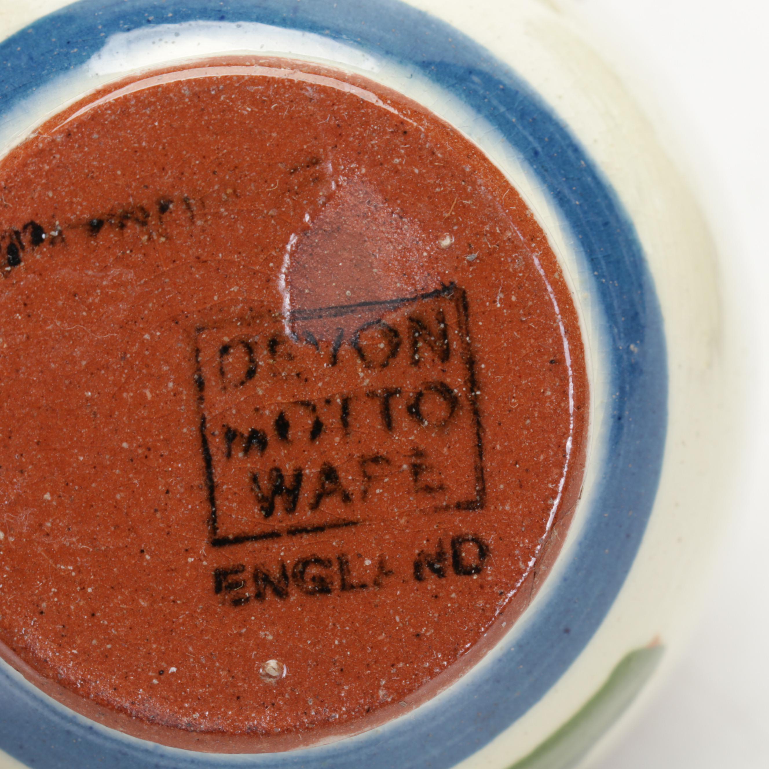 Torquay Pottery Mottoware Dishes With Betty Talbott Butter Dish and Redware