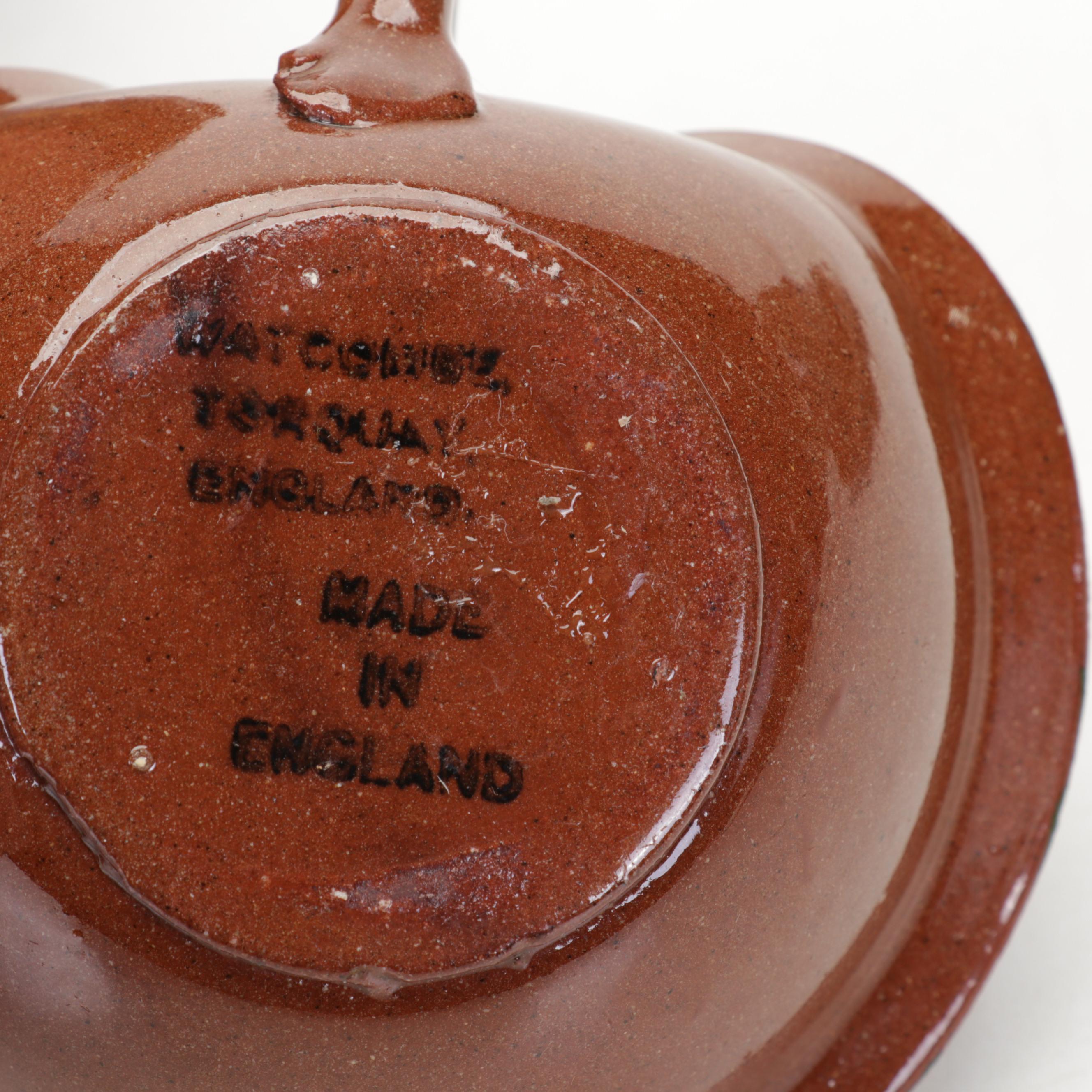 Torquay Pottery Mottoware Dishes With Betty Talbott Butter Dish and Redware