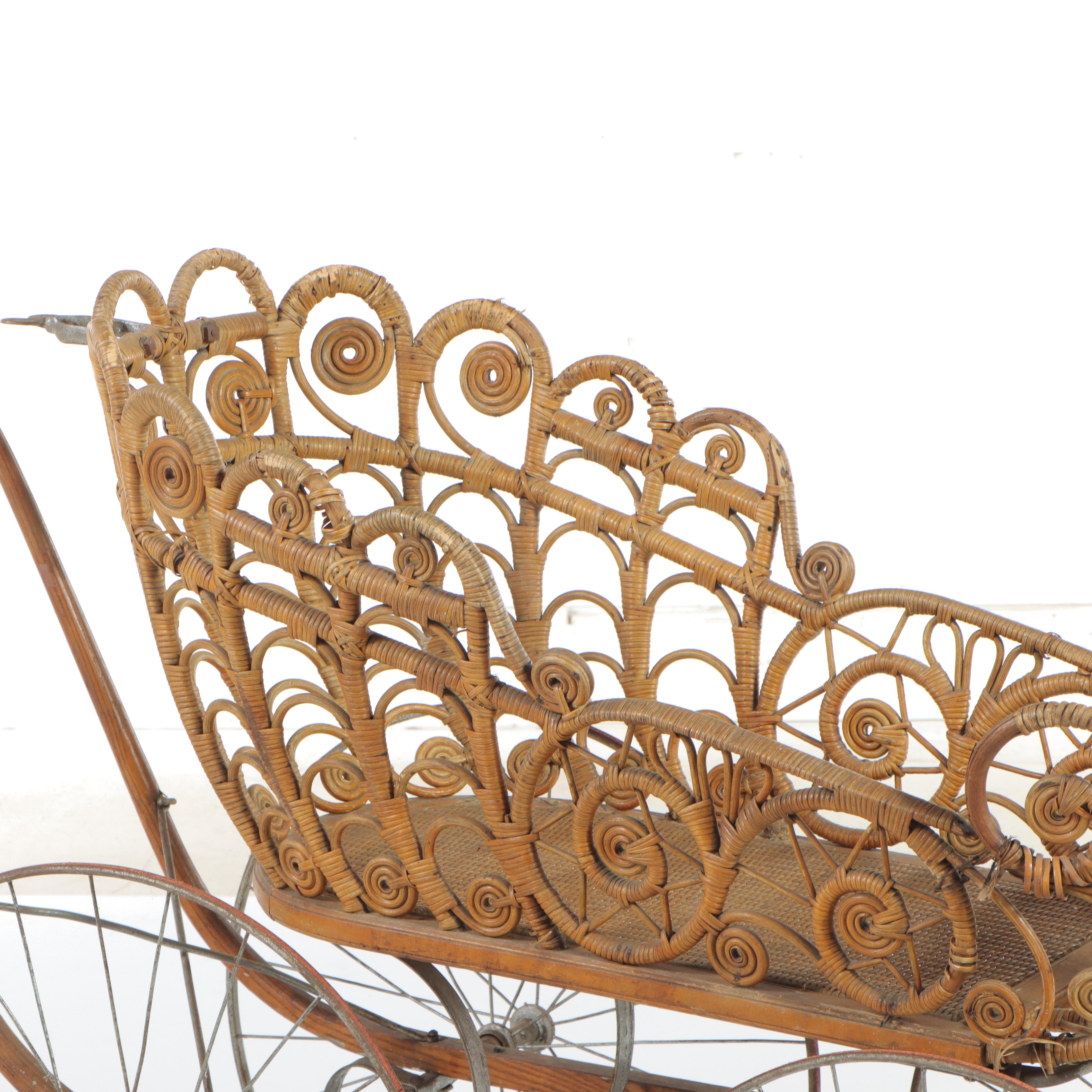 Late Victorian Wicker Pram, Early 20th Century