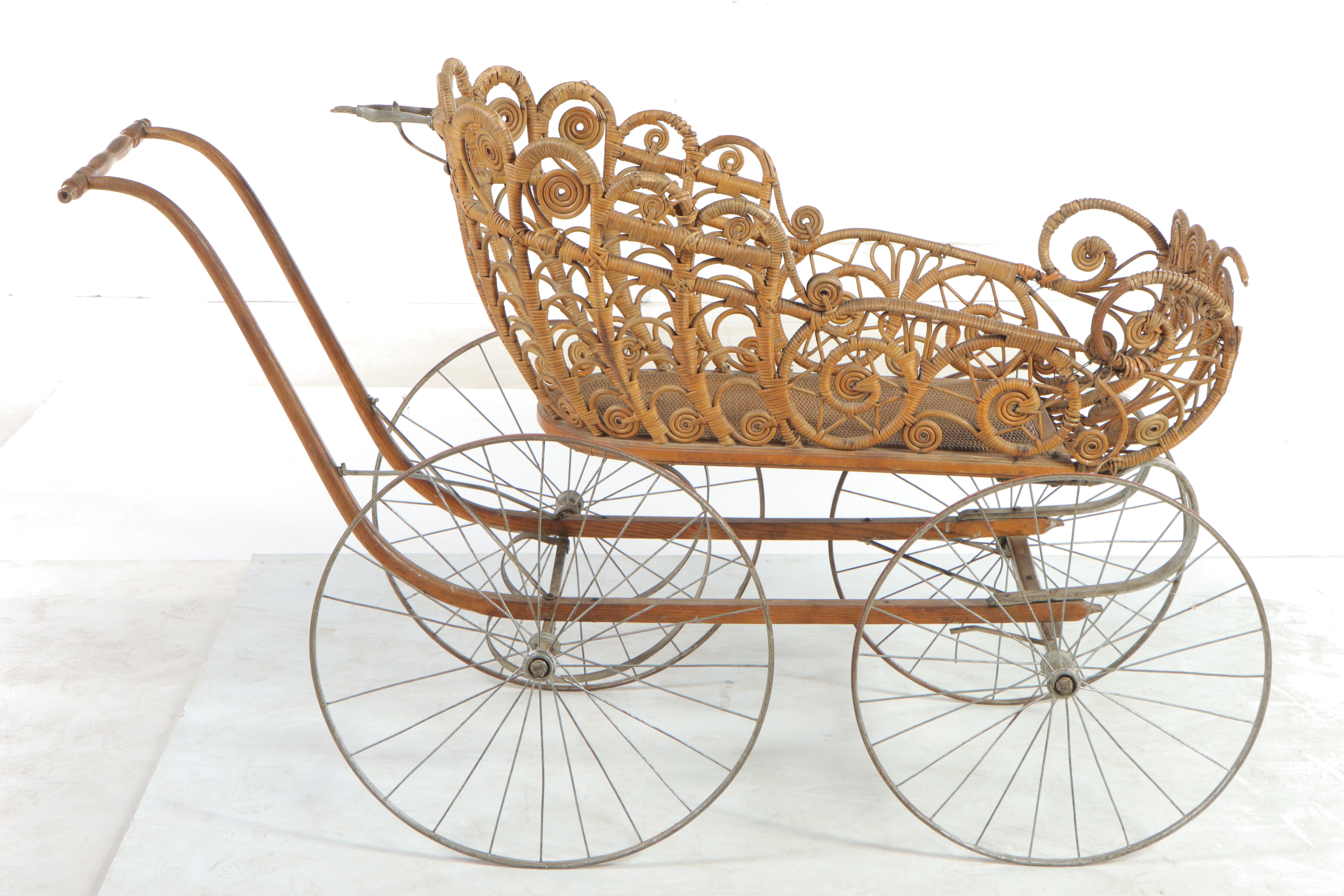 Late Victorian Wicker Pram, Early 20th Century