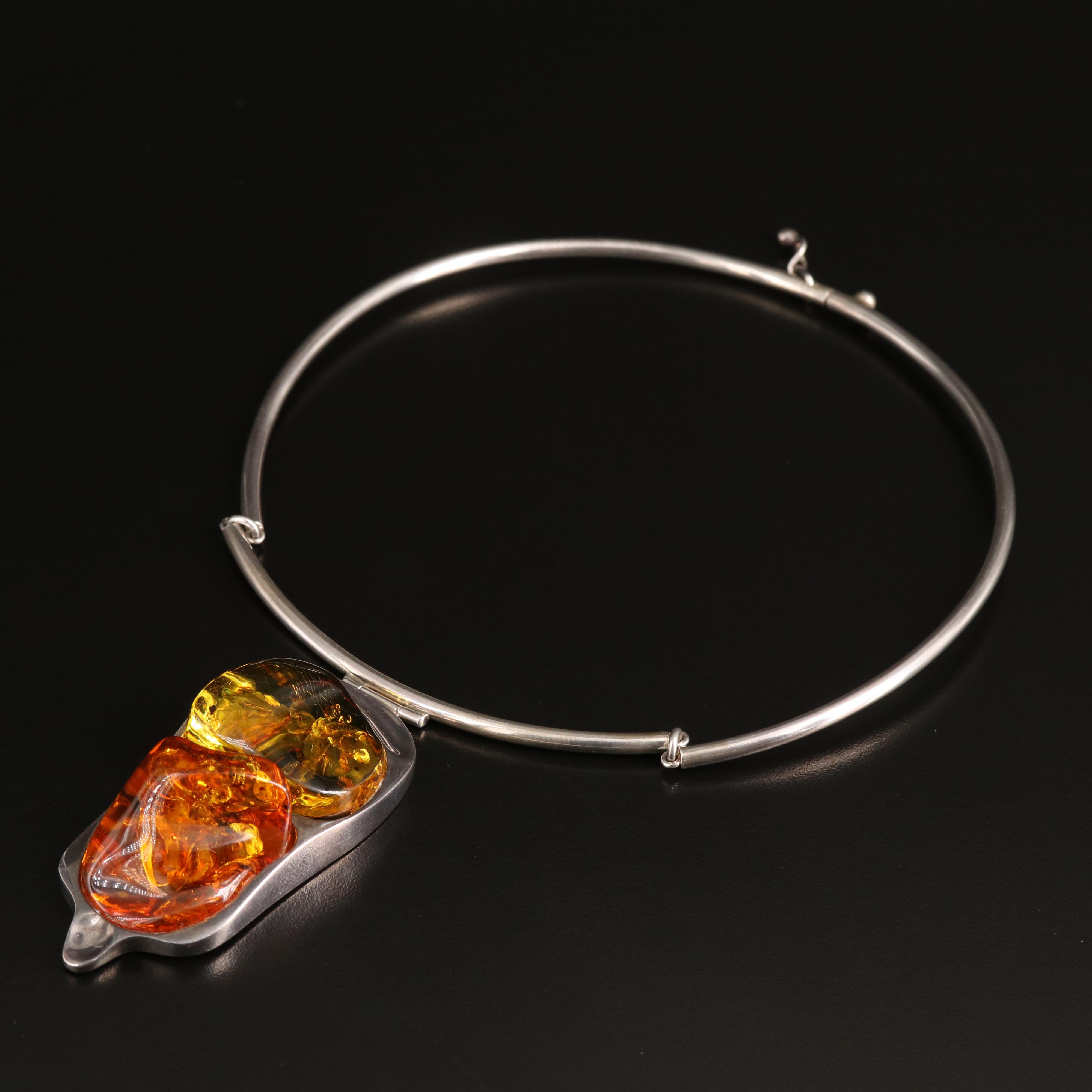 Sterling Amber Necklace