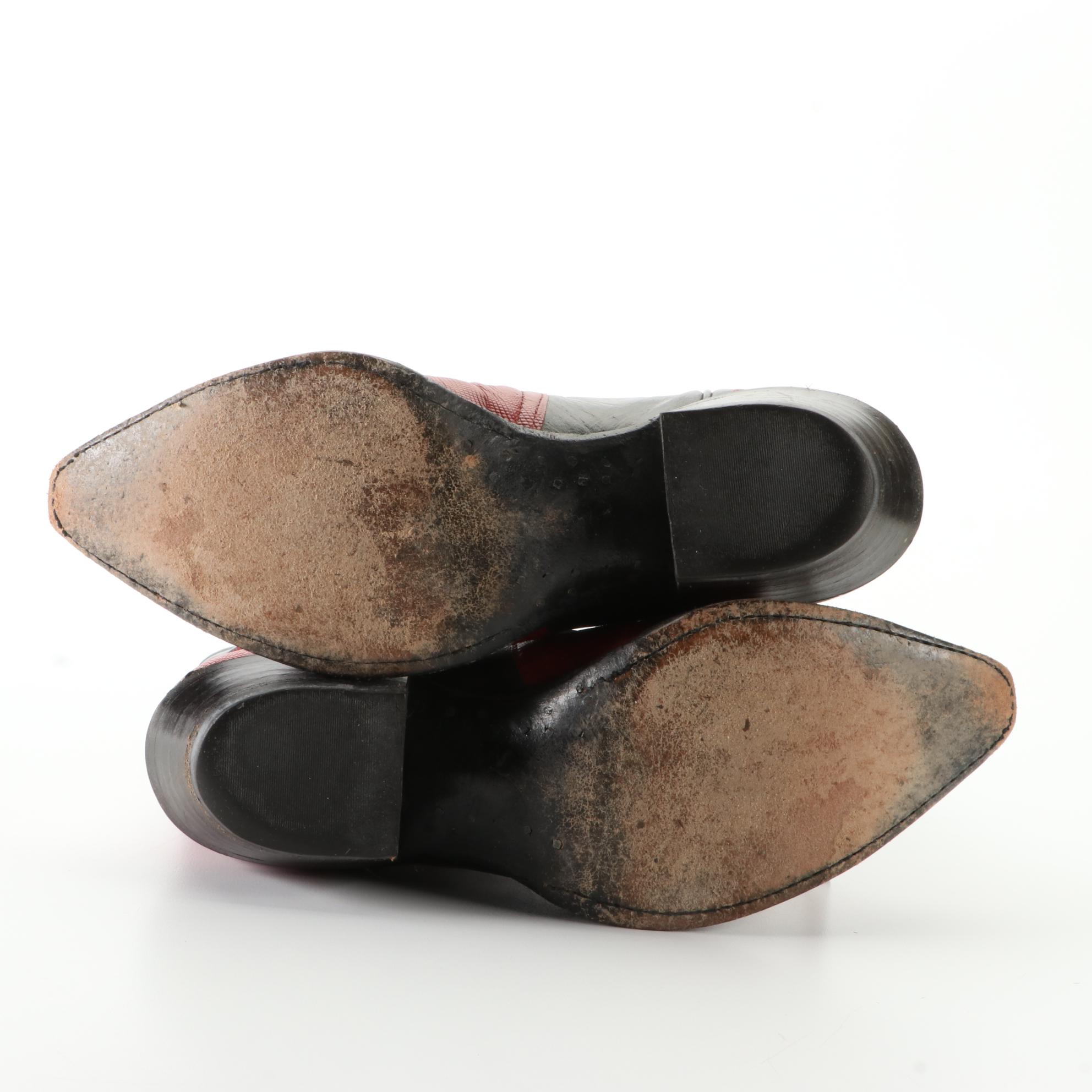 Tony Lama Lizard Skin and Embroidered Leather Western Boots