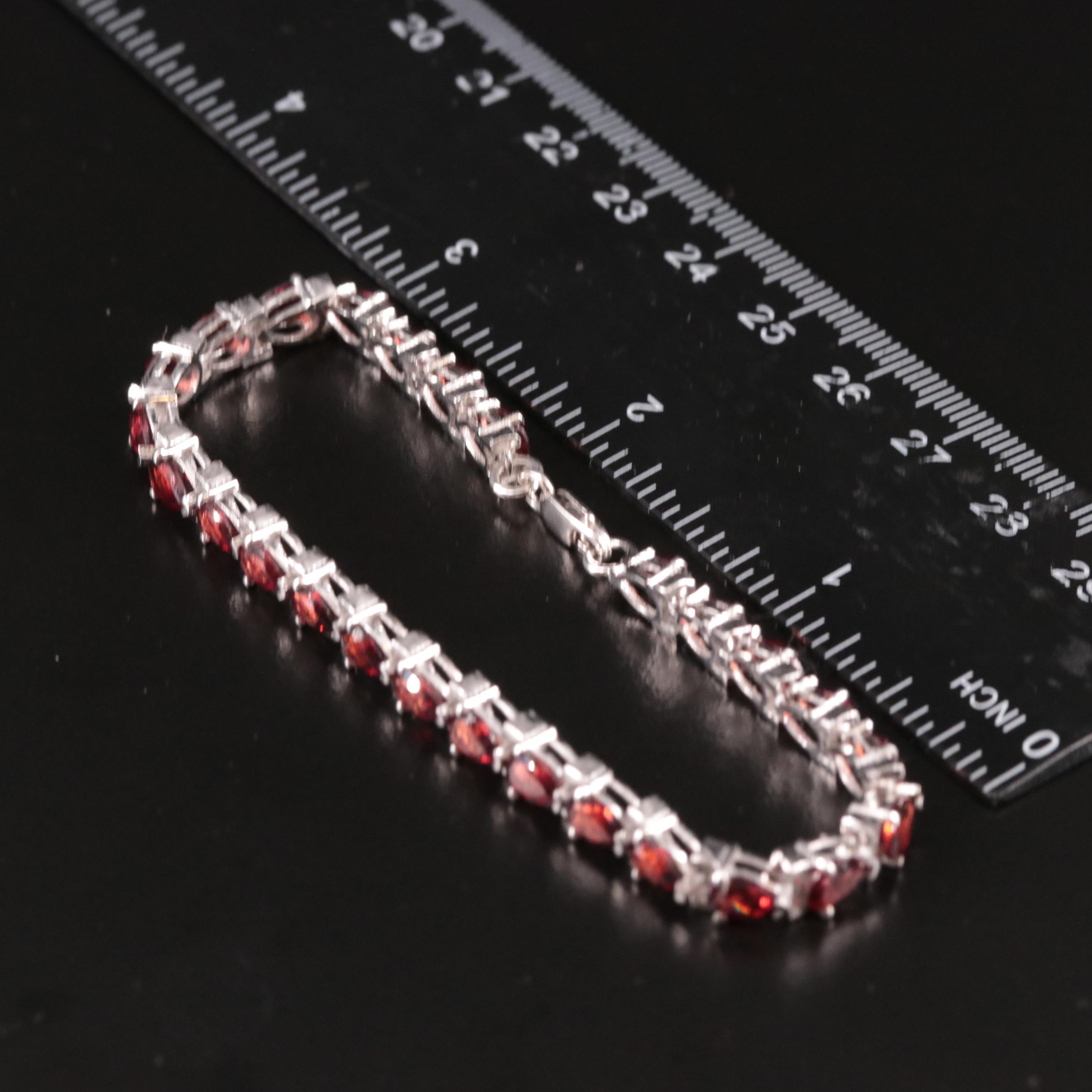 Sterling Garnet Line Bracelet