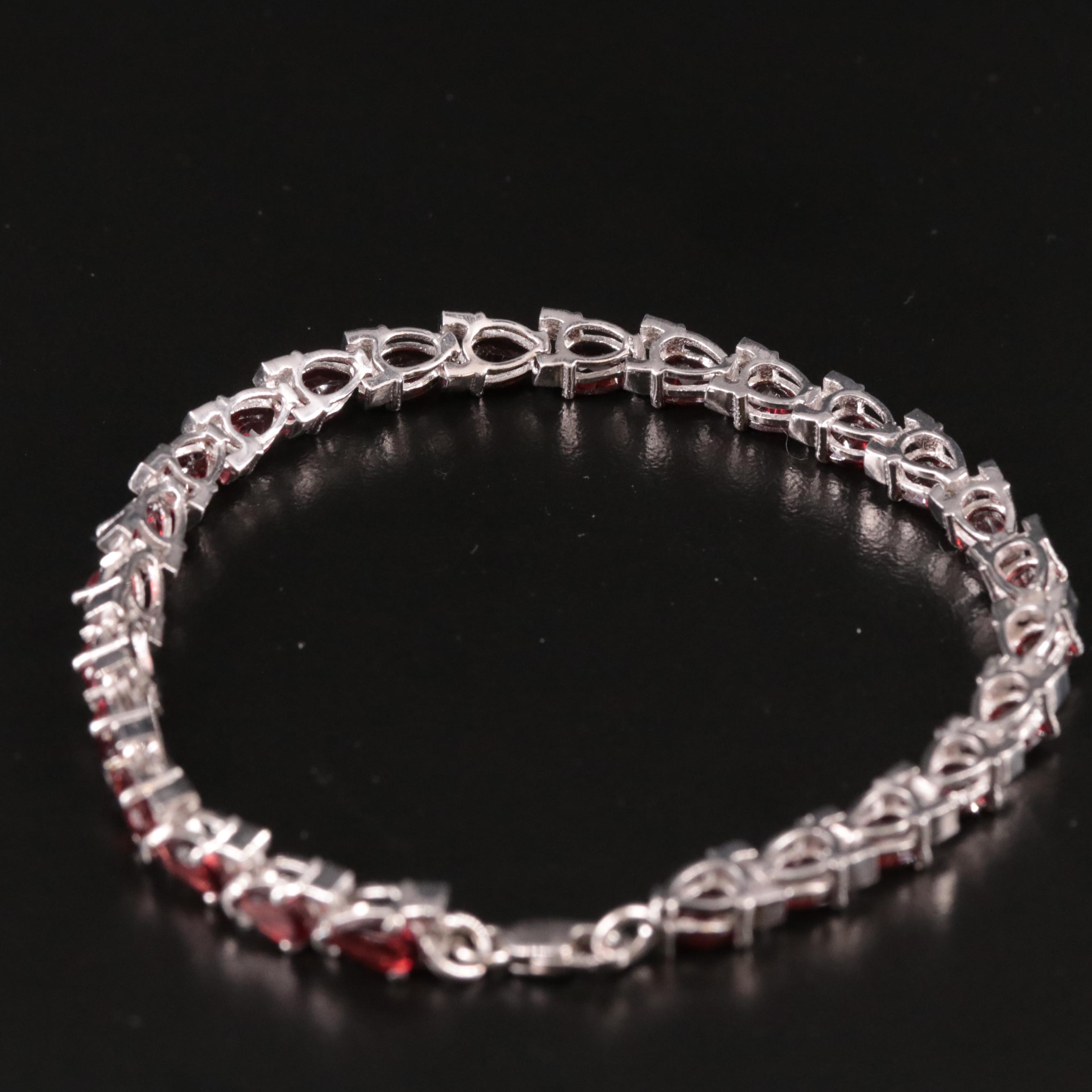 Sterling Garnet Line Bracelet