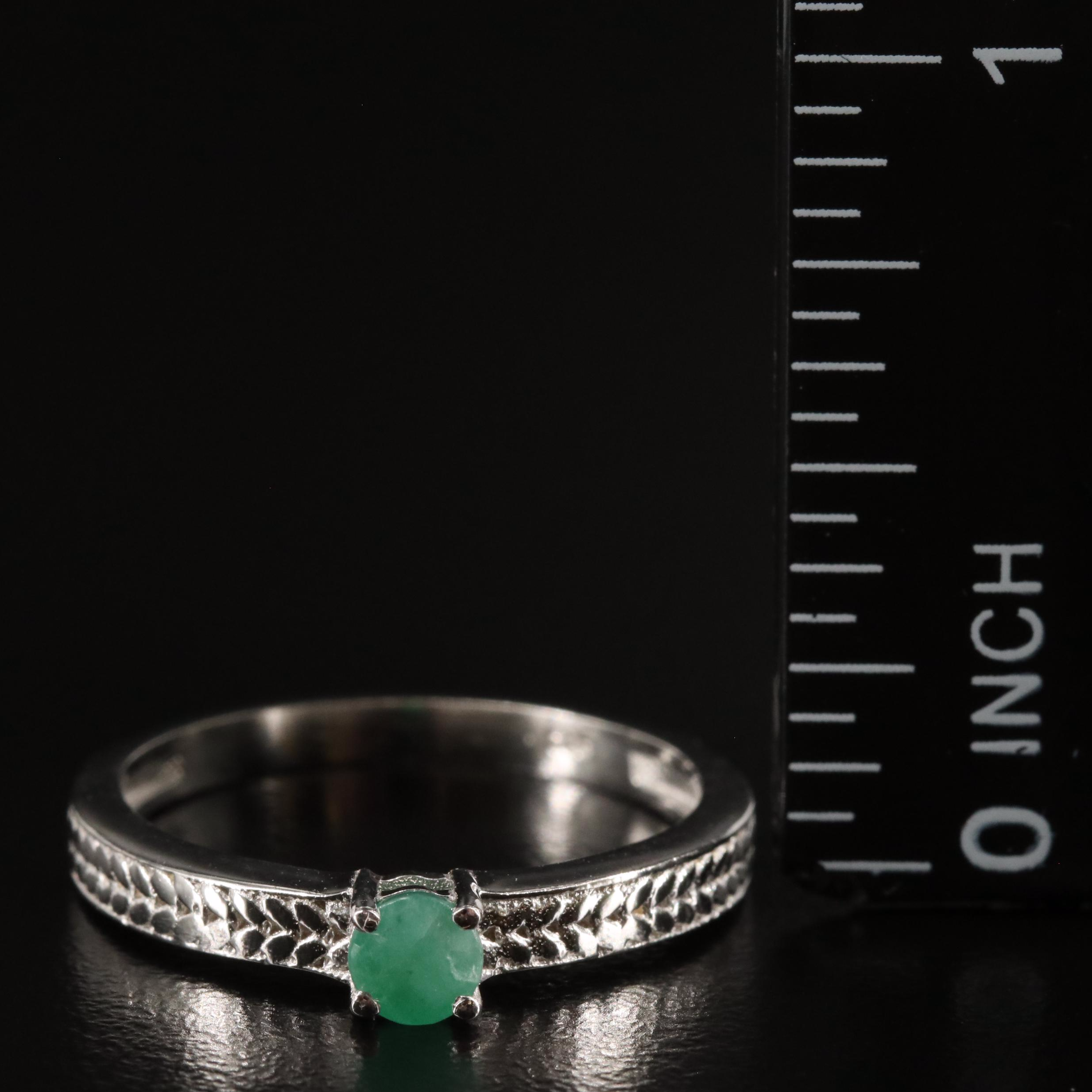 Sterling and Emerald Solitaire Ring