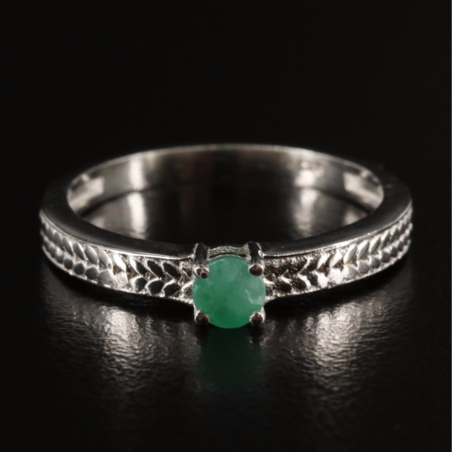 Sterling and Emerald Solitaire Ring