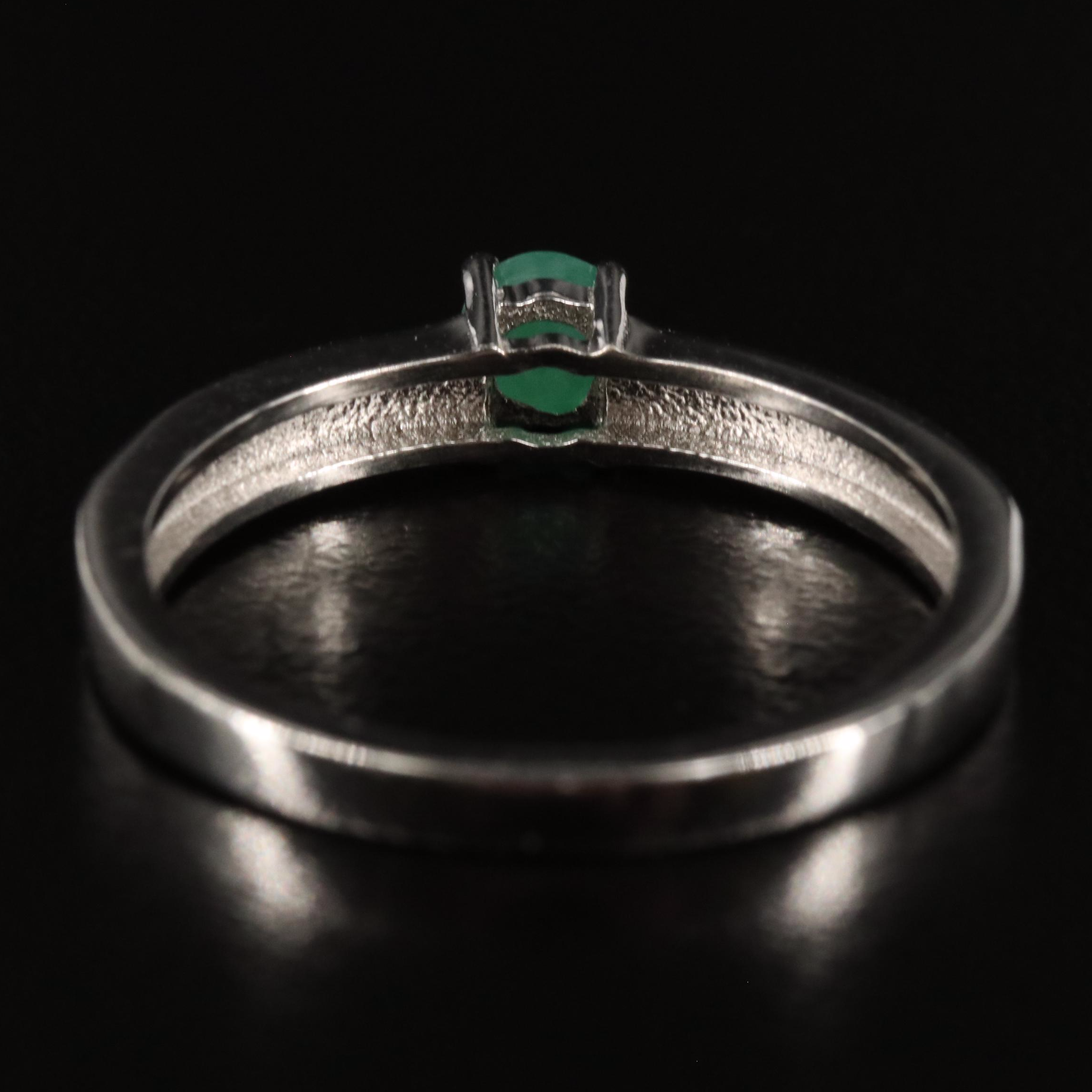 Sterling and Emerald Solitaire Ring