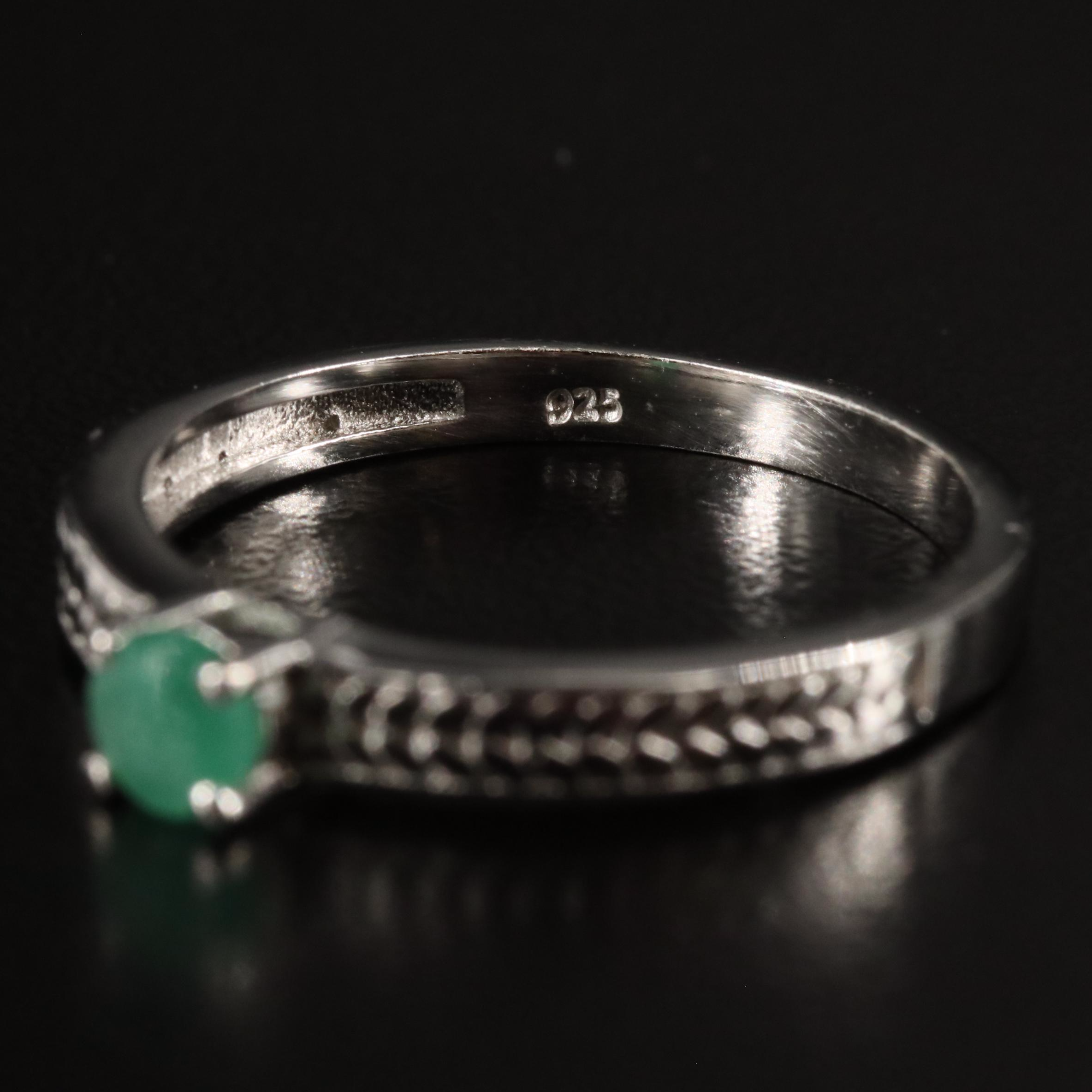 Sterling and Emerald Solitaire Ring