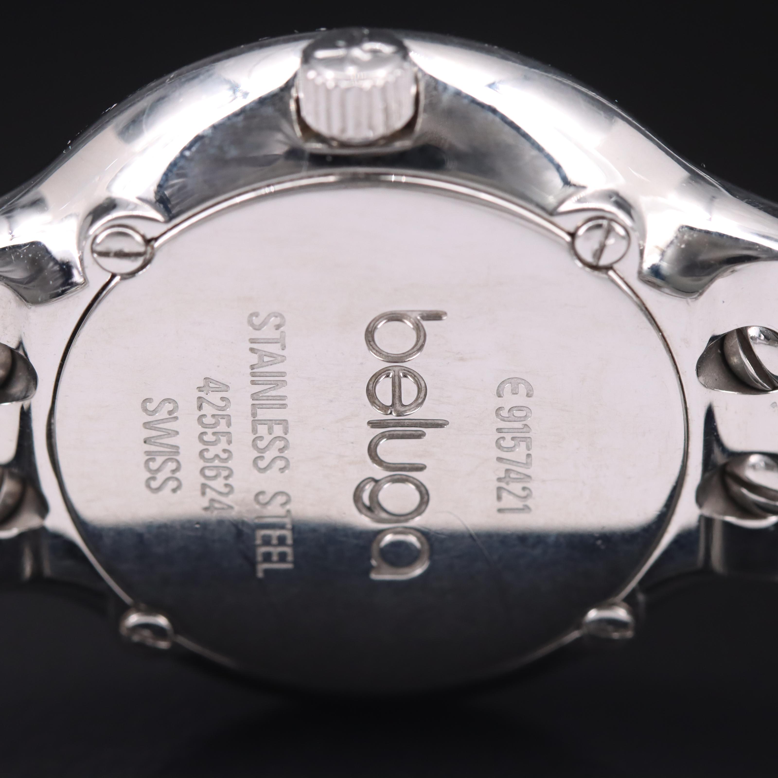 Stainless Steel Ebel Beluga Black Mother-of-Pearl and Diamond Dial Watch