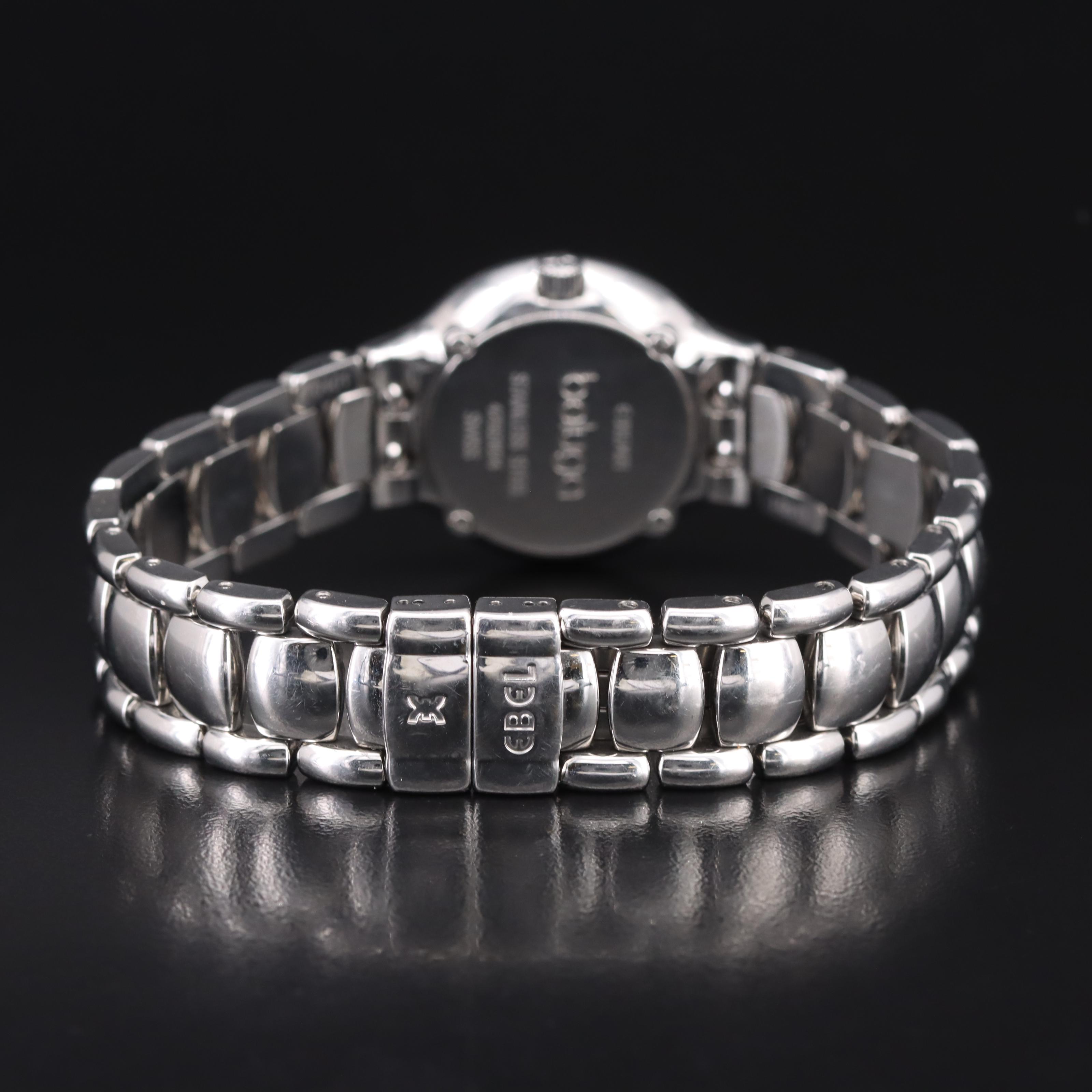 Stainless Steel Ebel Beluga Black Mother-of-Pearl and Diamond Dial Watch