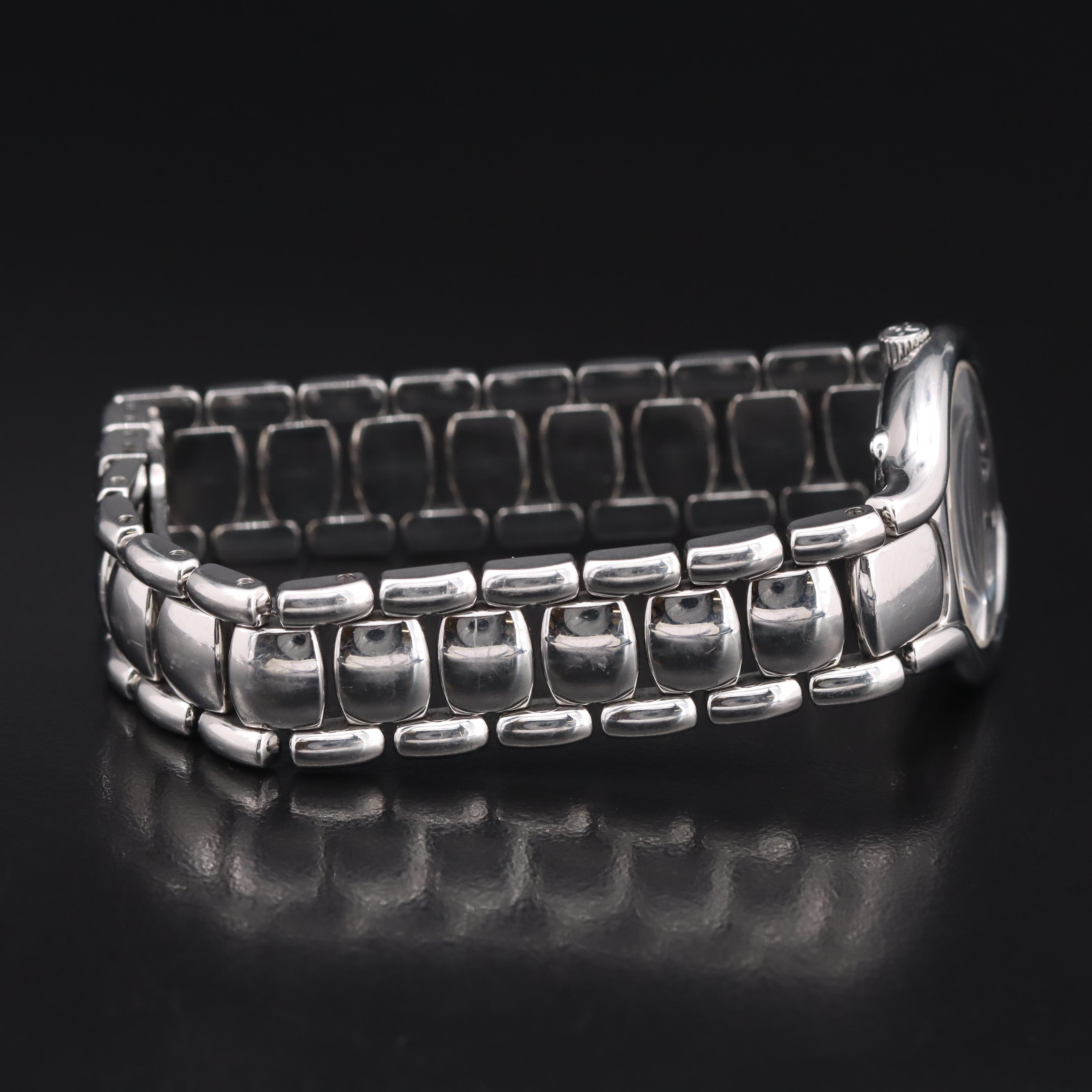 Stainless Steel Ebel Beluga Black Mother-of-Pearl and Diamond Dial Watch