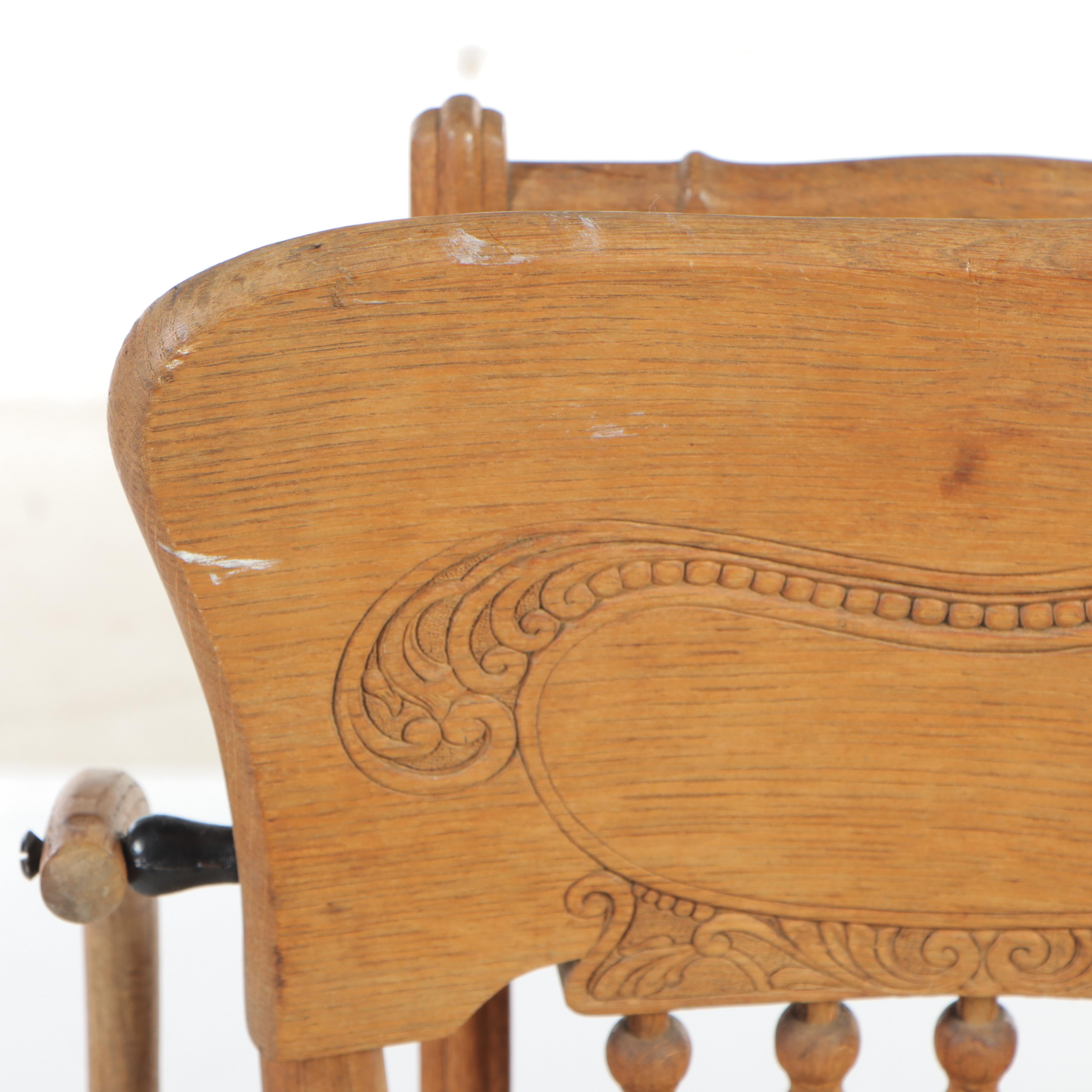 Late Victorian Oak Convertible High Chair/Stroller