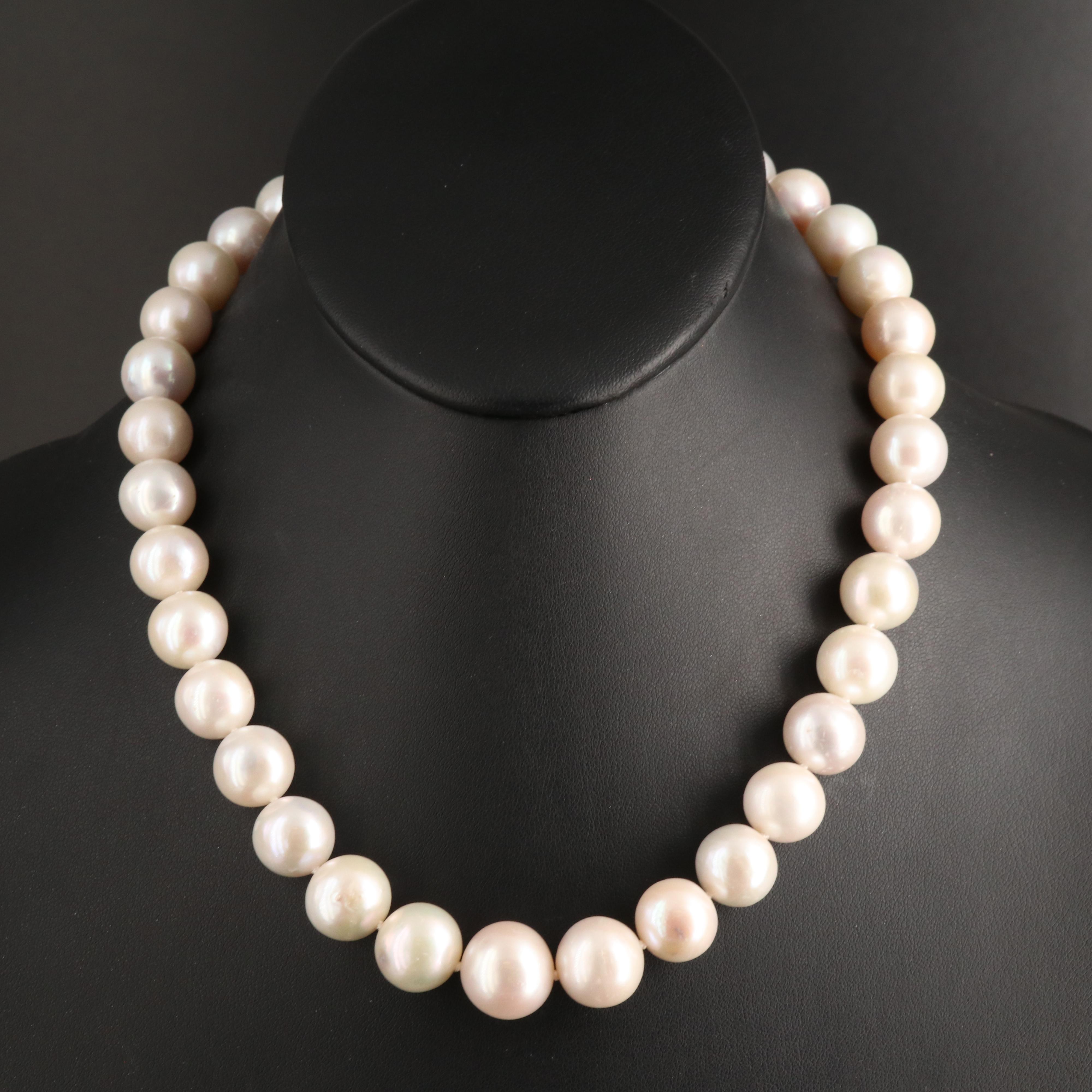 Graduated 11.00 - 14.00 mm Pearl Necklace with 14K Clasp