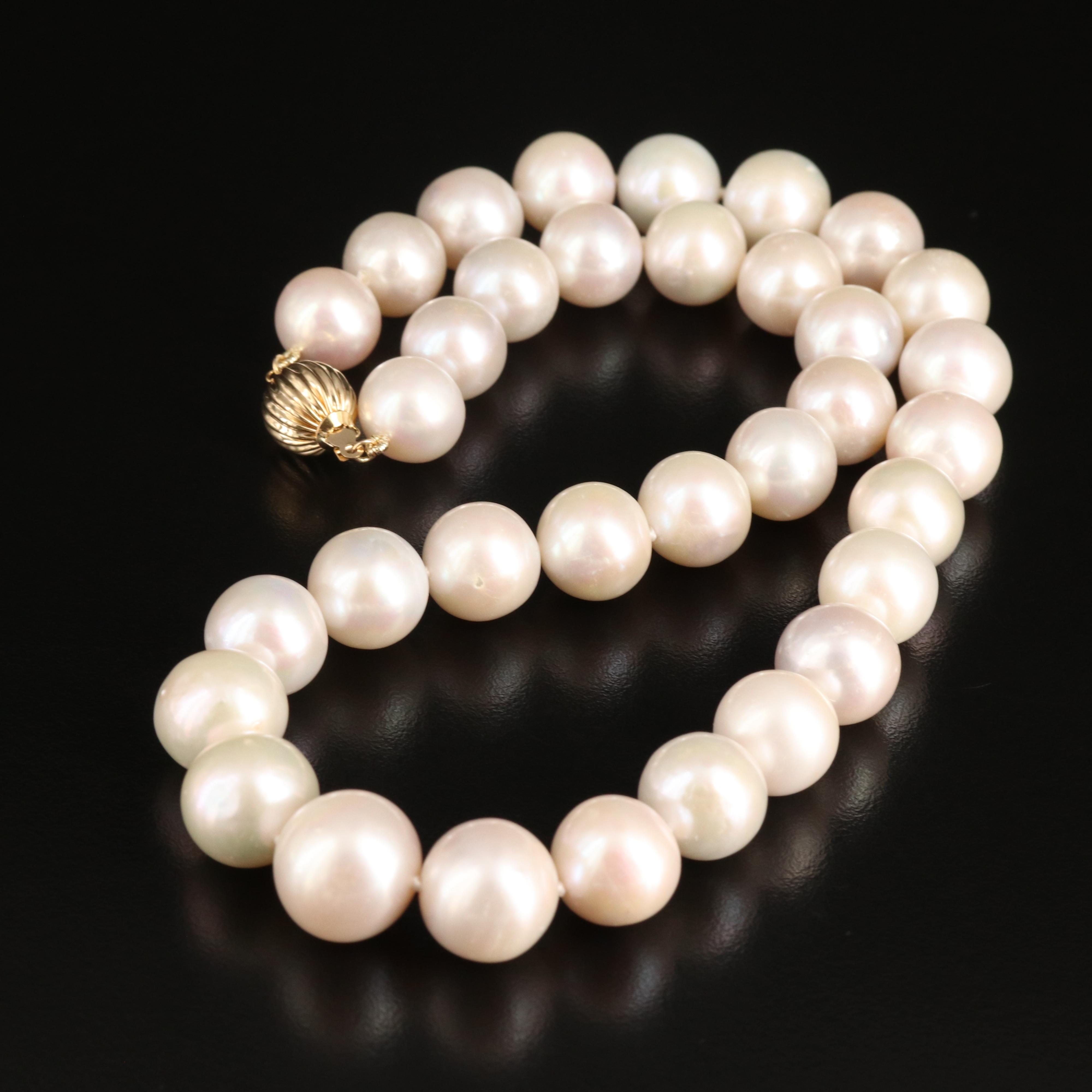 Graduated 11.00 - 14.00 mm Pearl Necklace with 14K Clasp