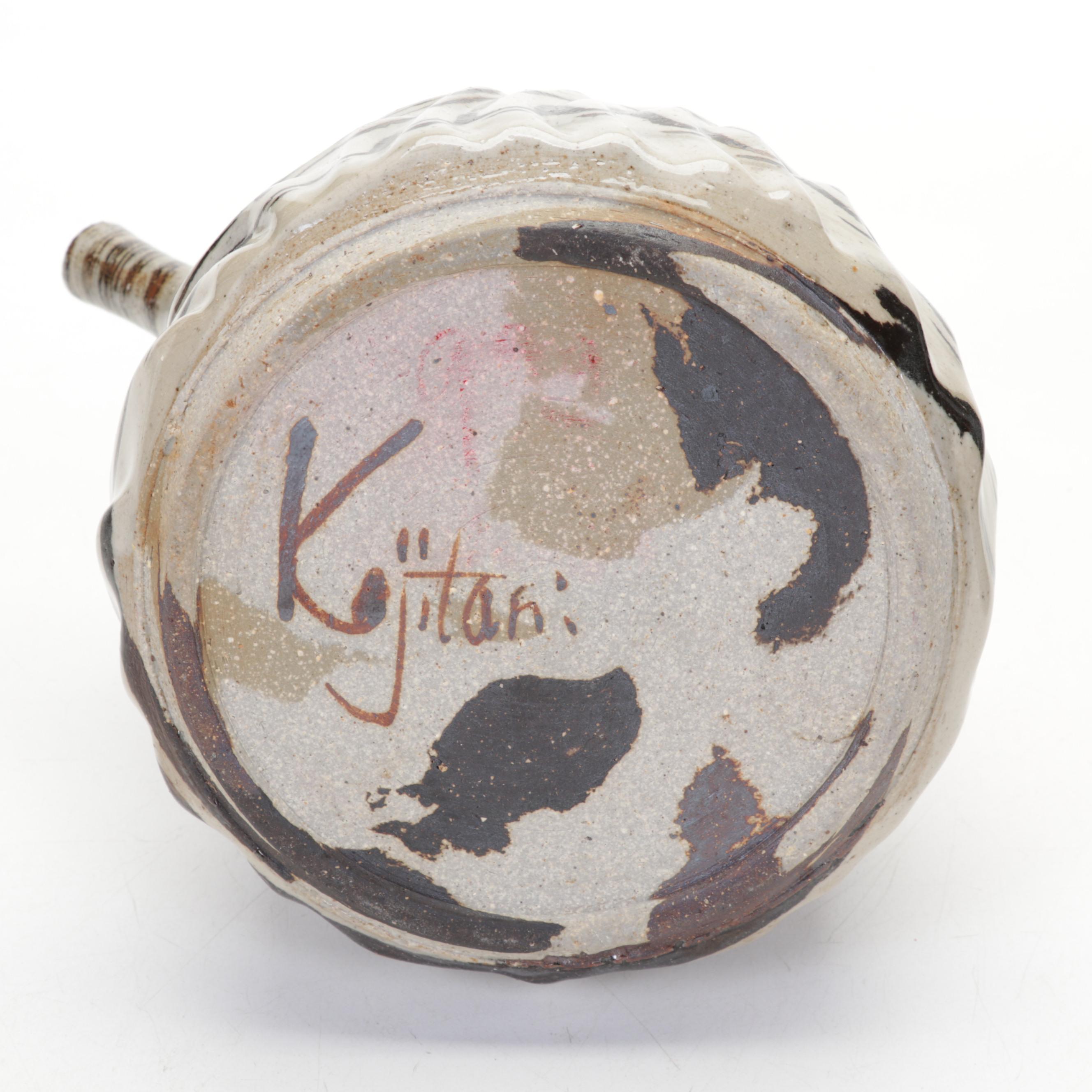 Ban Kajitani Glazed Ceramic Teapot With Studio Pottery Saucers