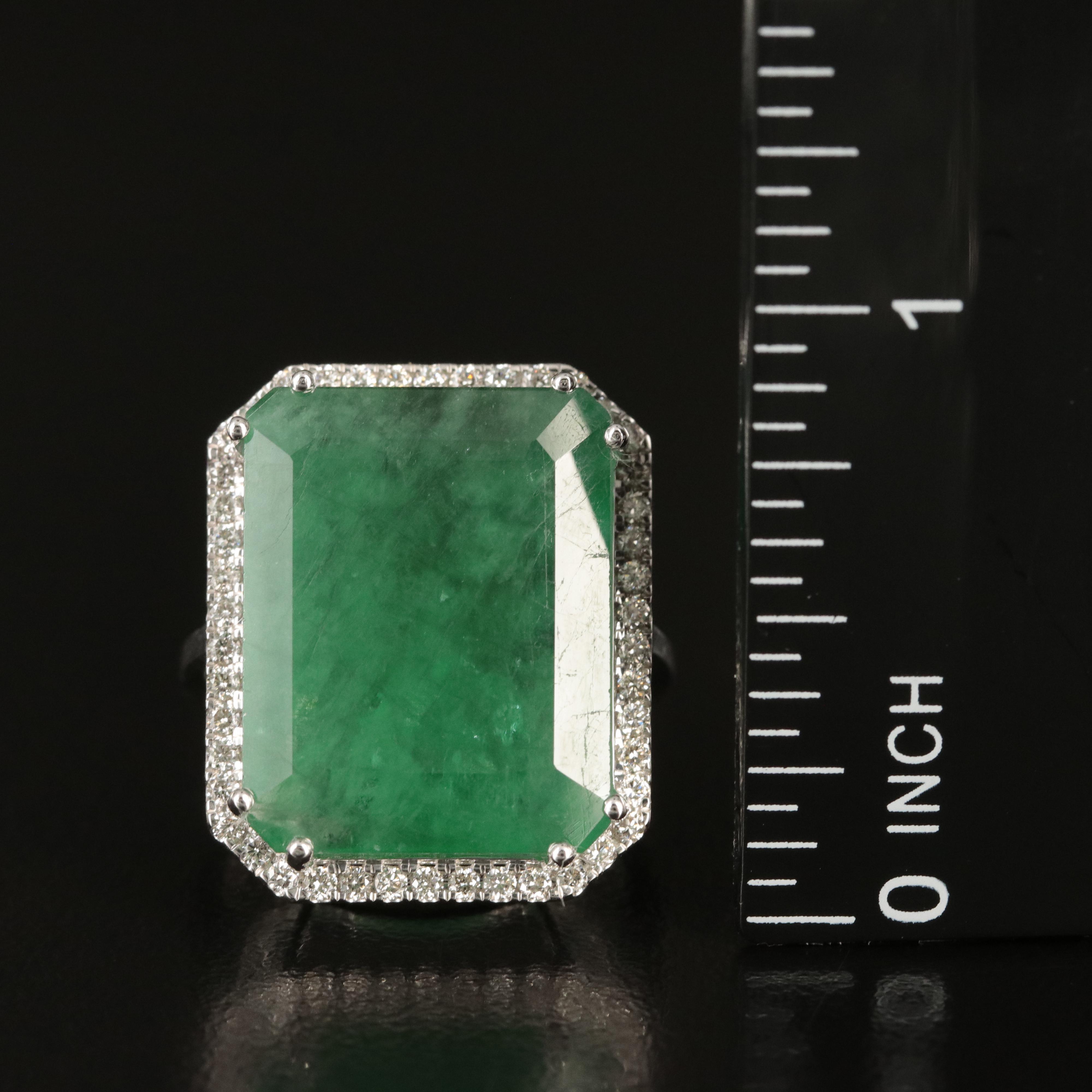18K 15.37 CT Emerald and Diamond Ring