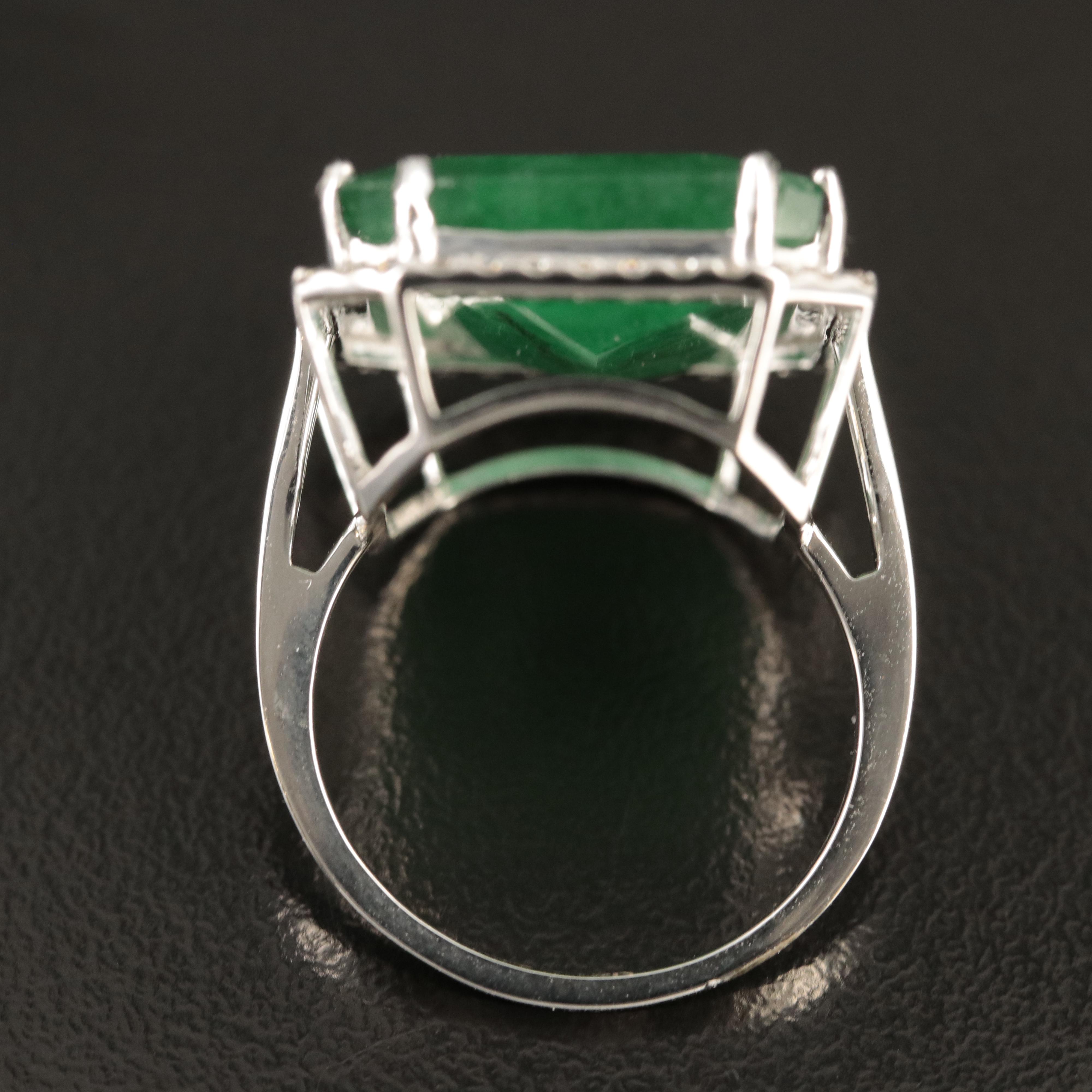 18K 15.37 CT Emerald and Diamond Ring