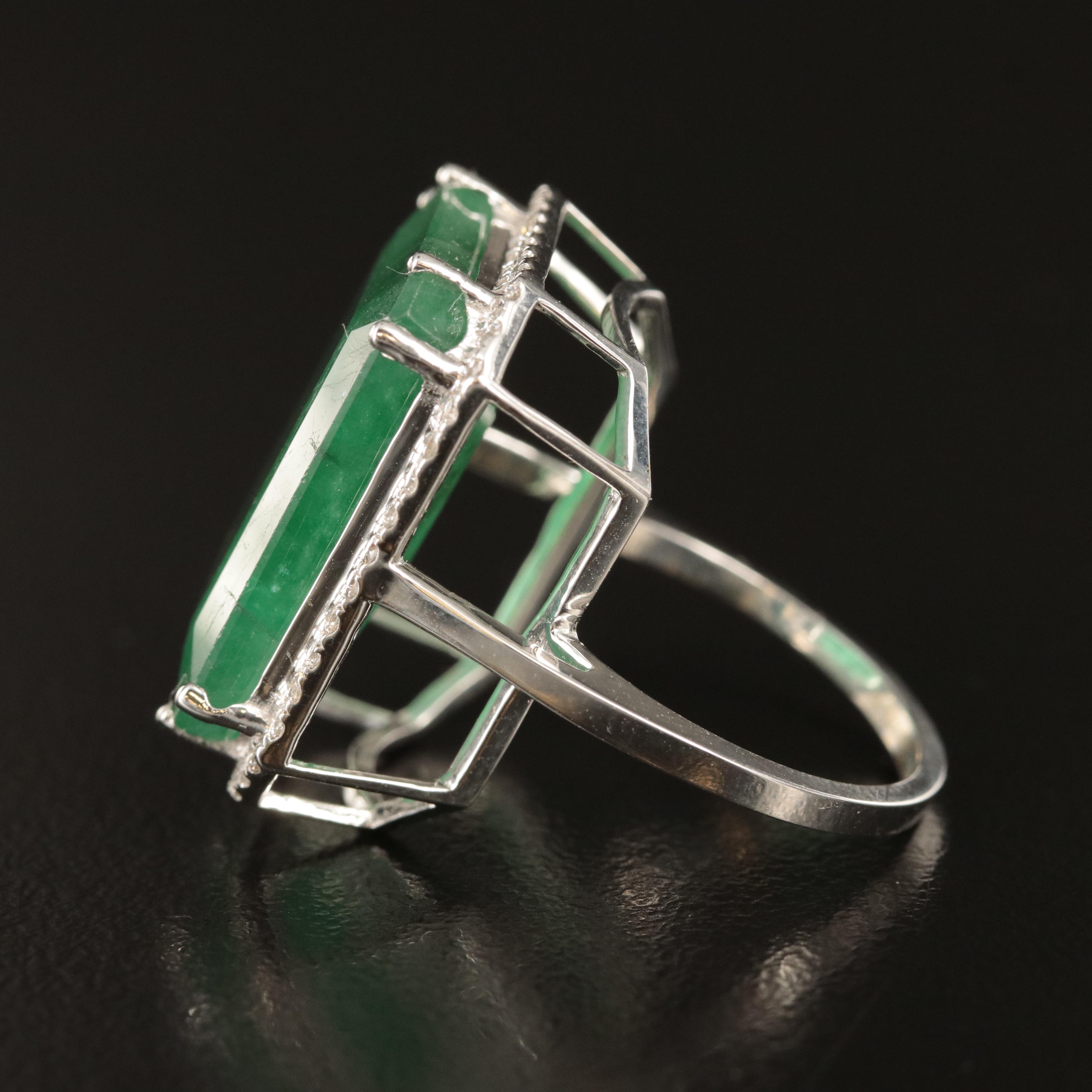 18K 15.37 CT Emerald and Diamond Ring