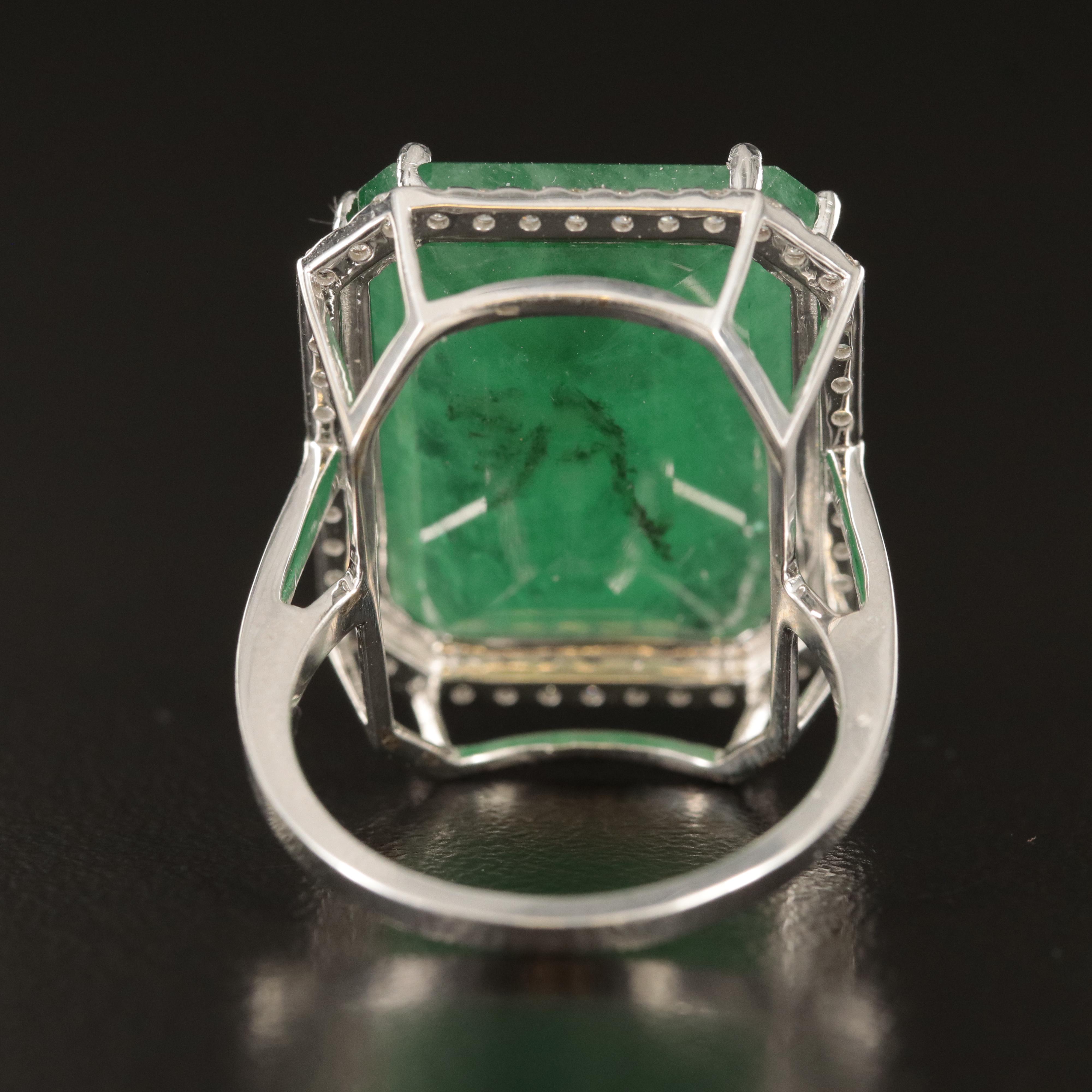 18K 15.37 CT Emerald and Diamond Ring