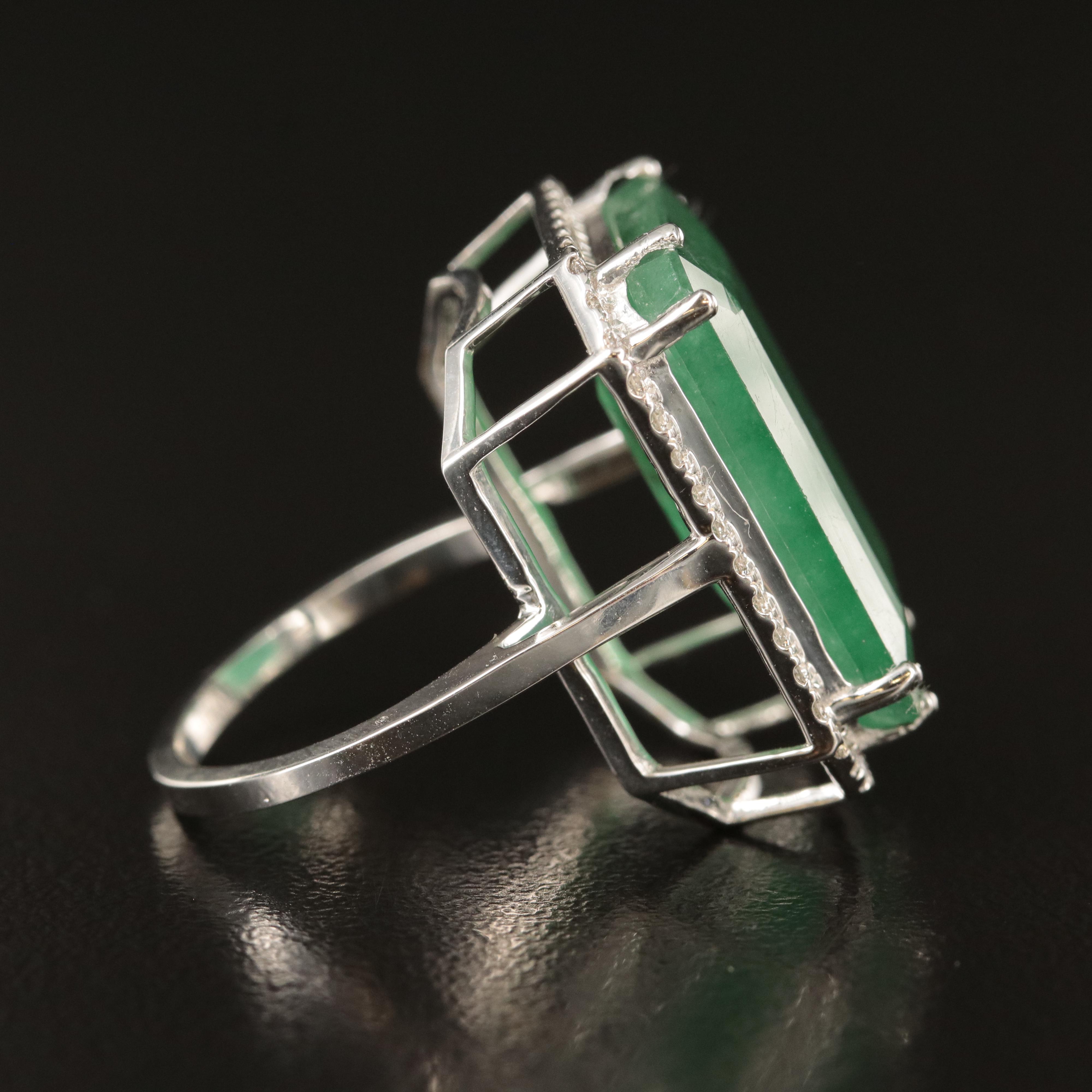 18K 15.37 CT Emerald and Diamond Ring