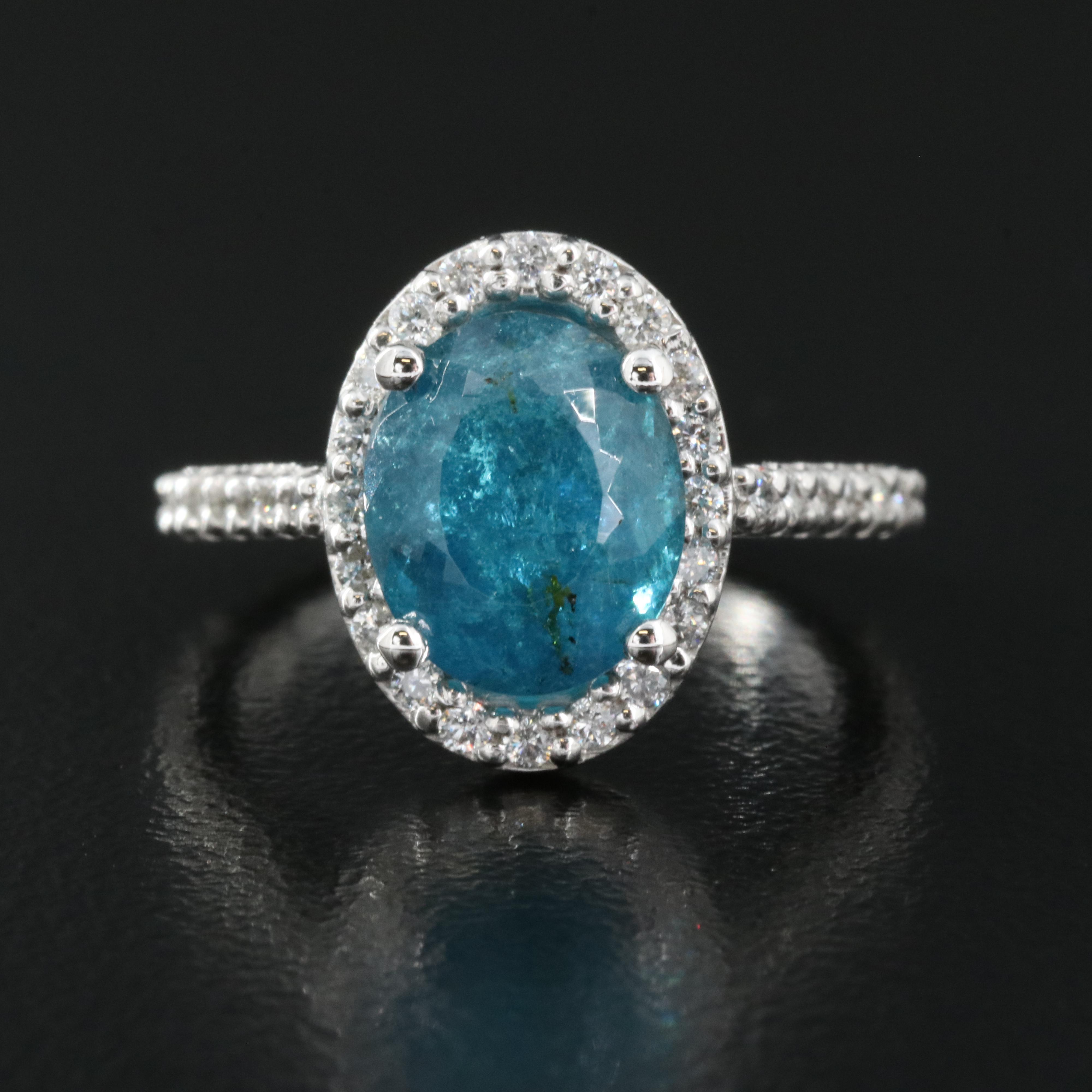 14K 2.85 CT Paraíba Tourmaline and Diamond Ring with GIA Report