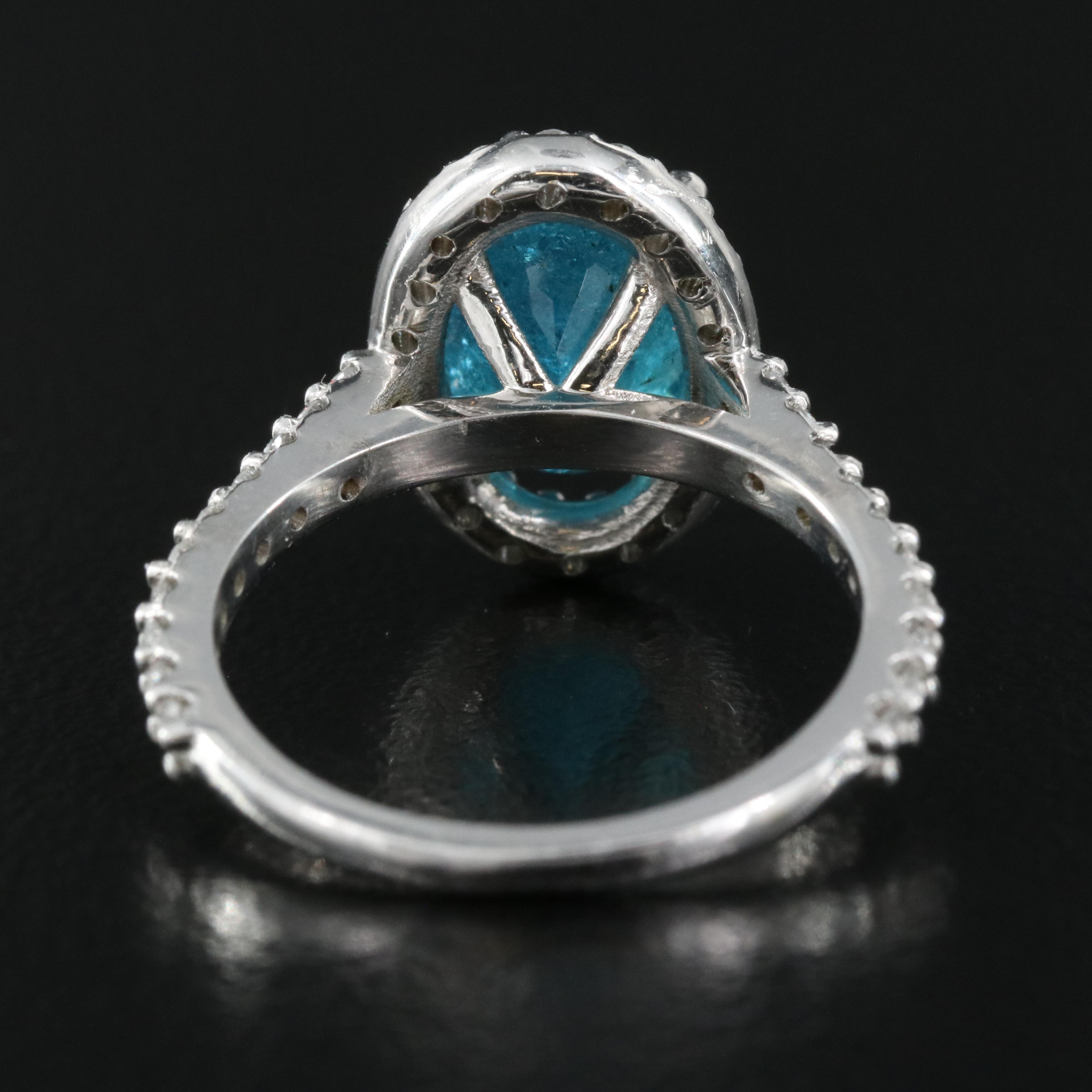 14K 2.85 CT Paraíba Tourmaline and Diamond Ring with GIA Report