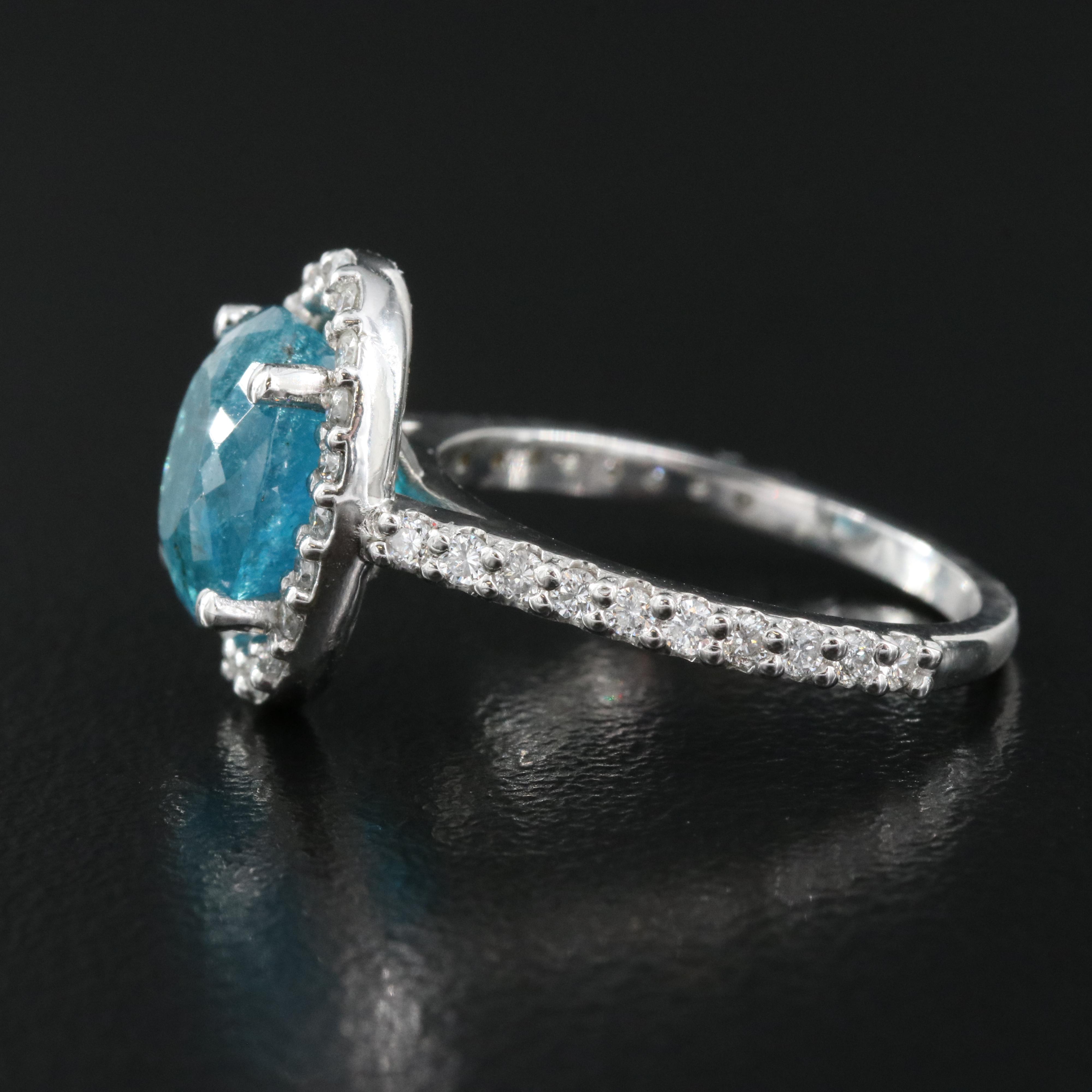 14K 2.85 CT Paraíba Tourmaline and Diamond Ring with GIA Report