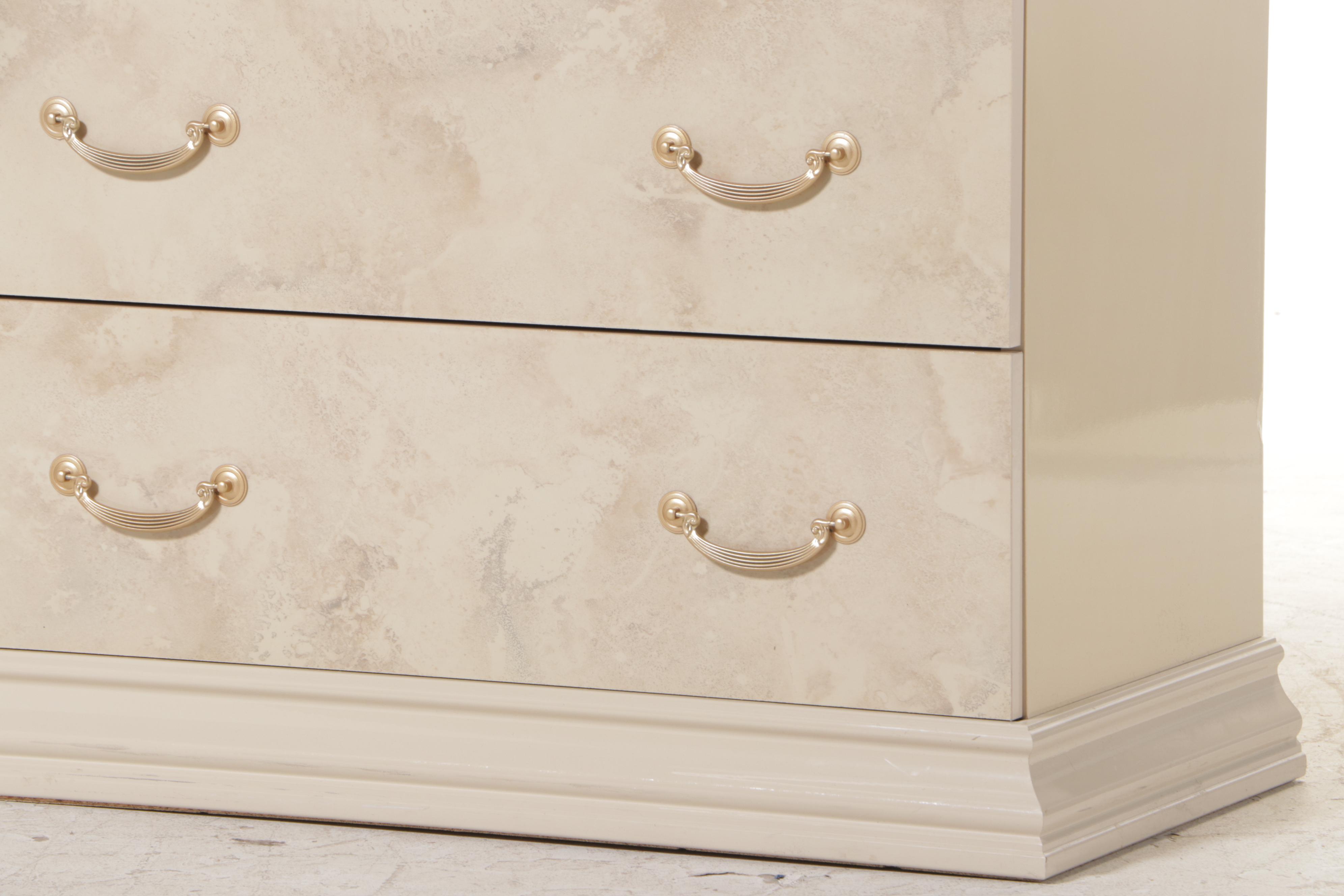 Italian Art Deco Style Marbleized Six-Drawer Dresser, circa 2000