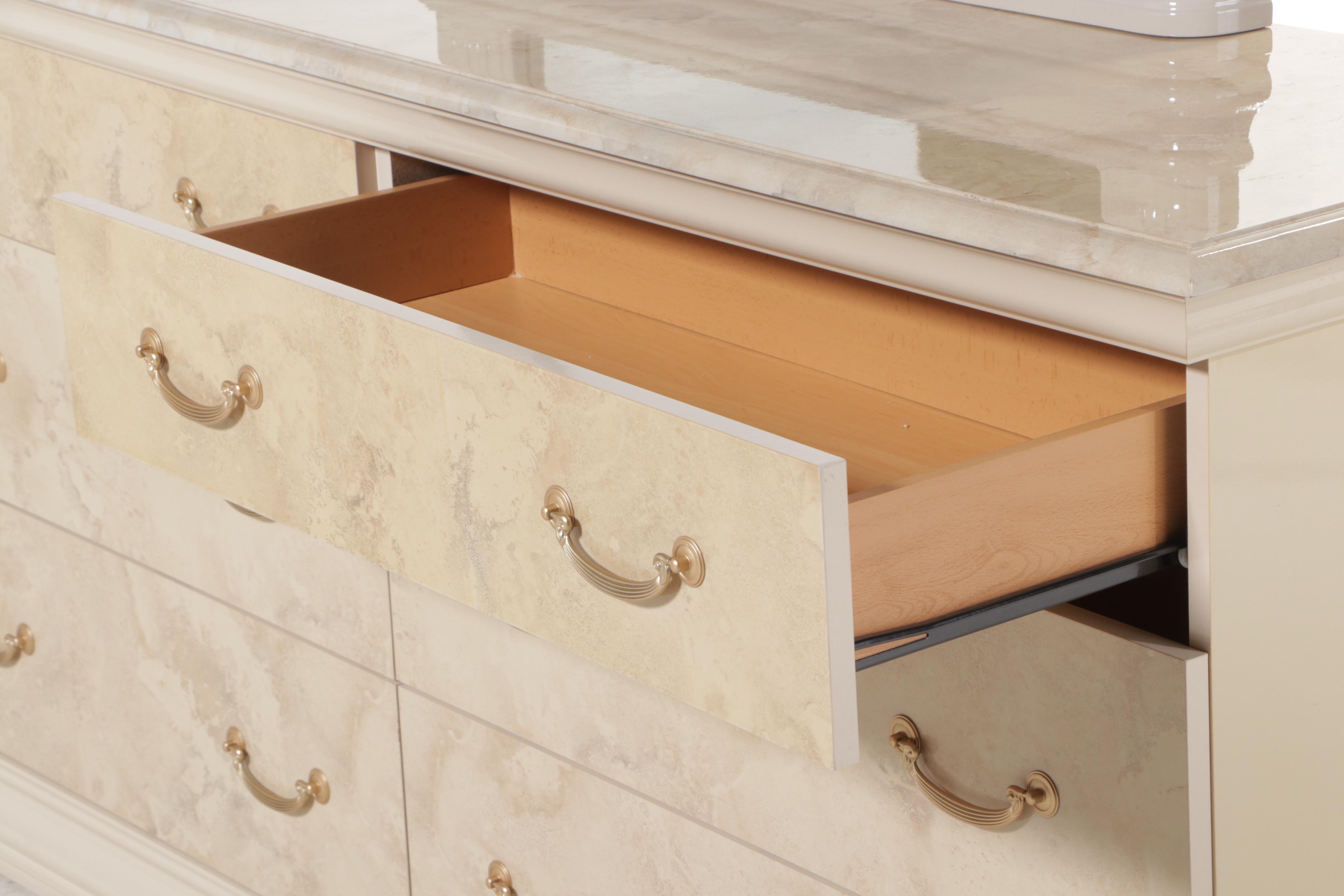 Italian Art Deco Style Marbleized Six-Drawer Dresser, circa 2000