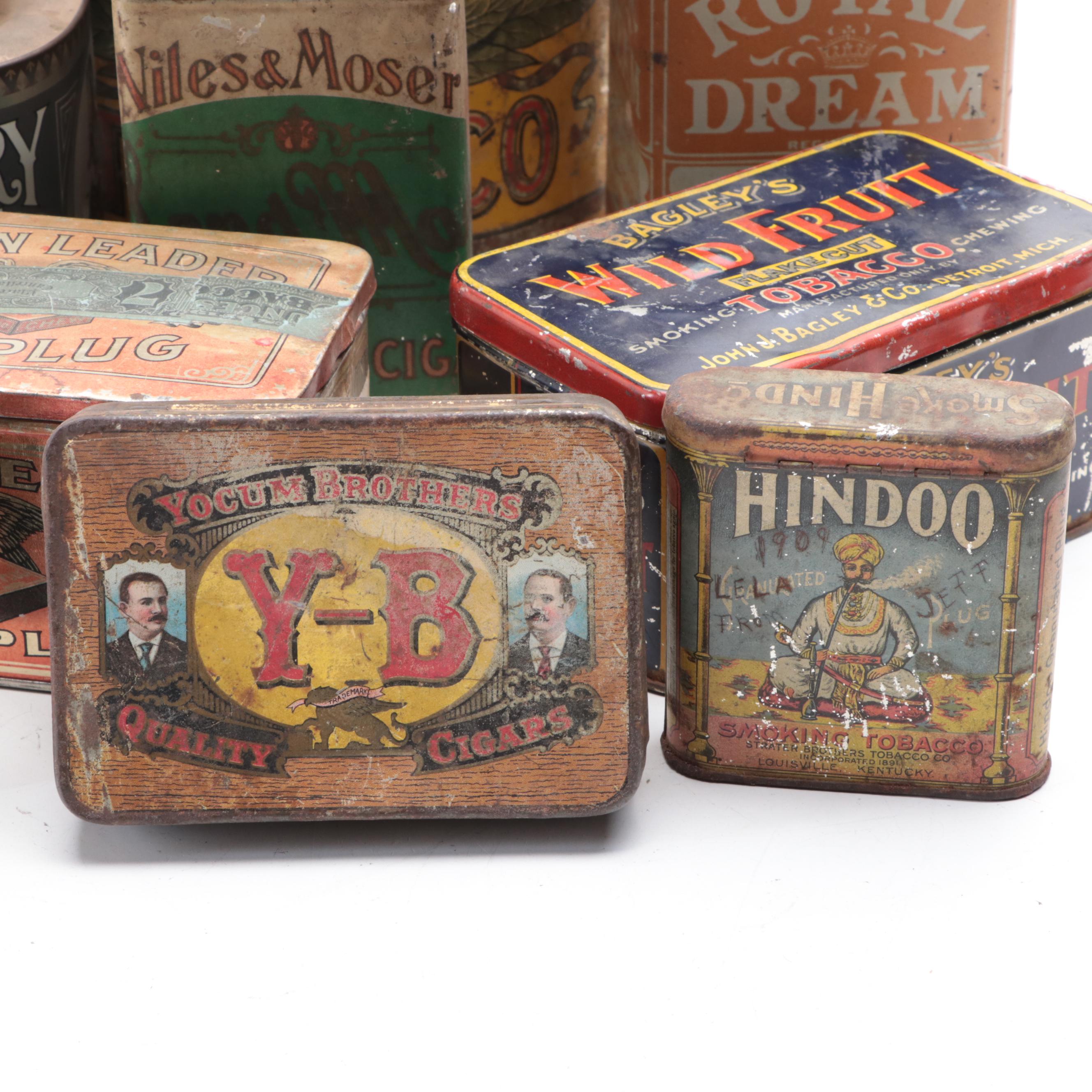 Sweet Burley, Royal Dream, Wild Fruit, Union Leader with Other Tobacco Tins