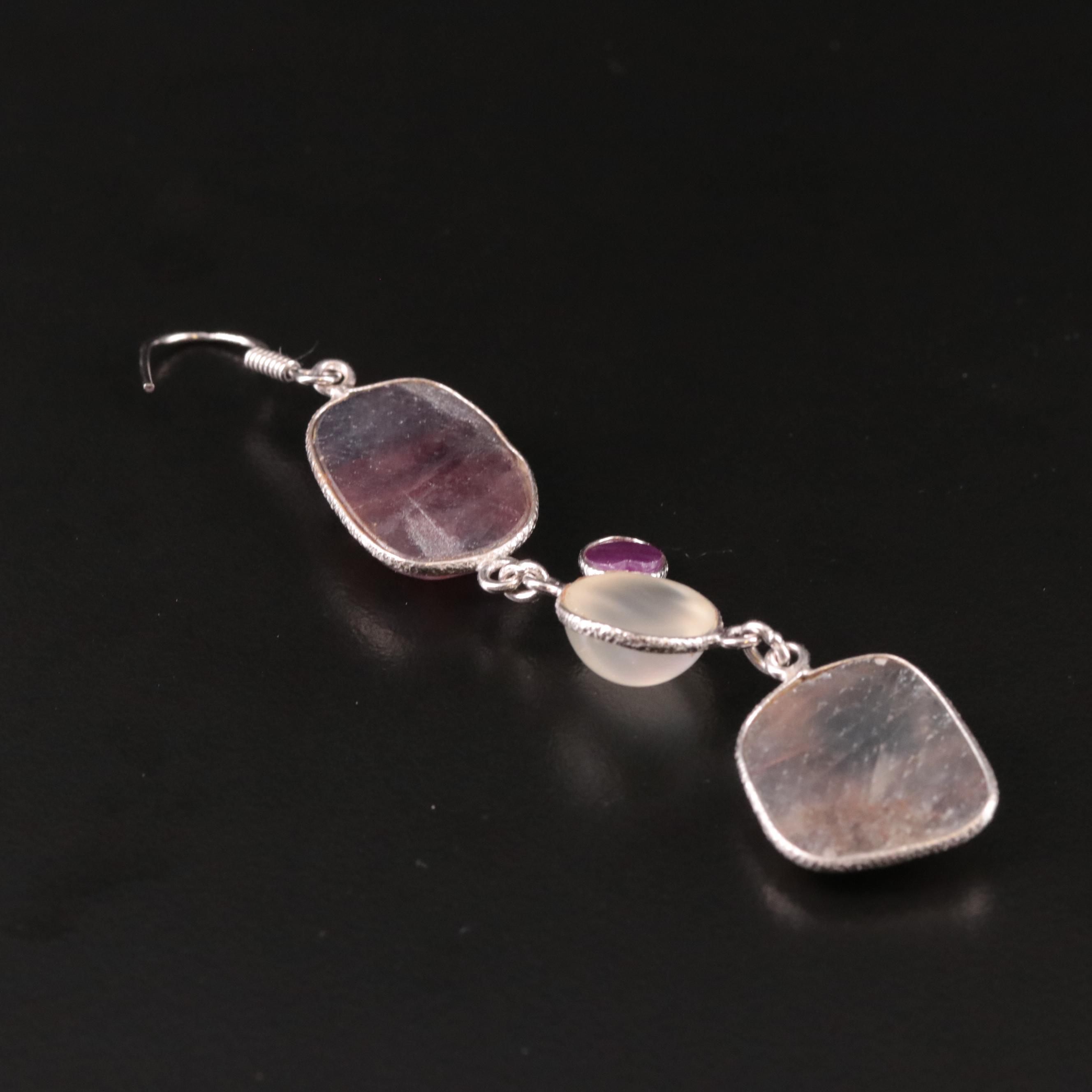 Sterling Sapphire and Moonstone Earrings