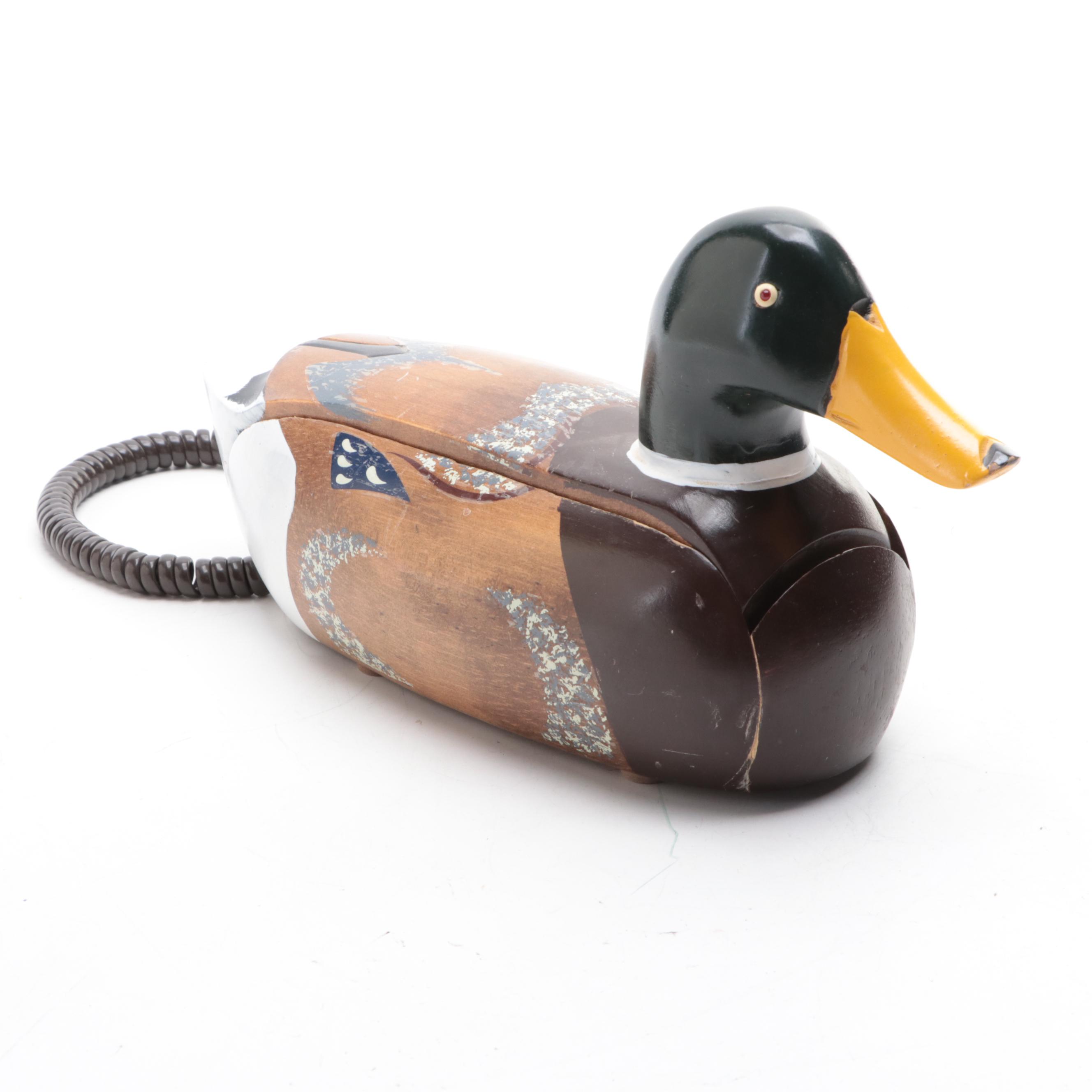Telemania Wooden Mallard Duck Telephone in Disguise