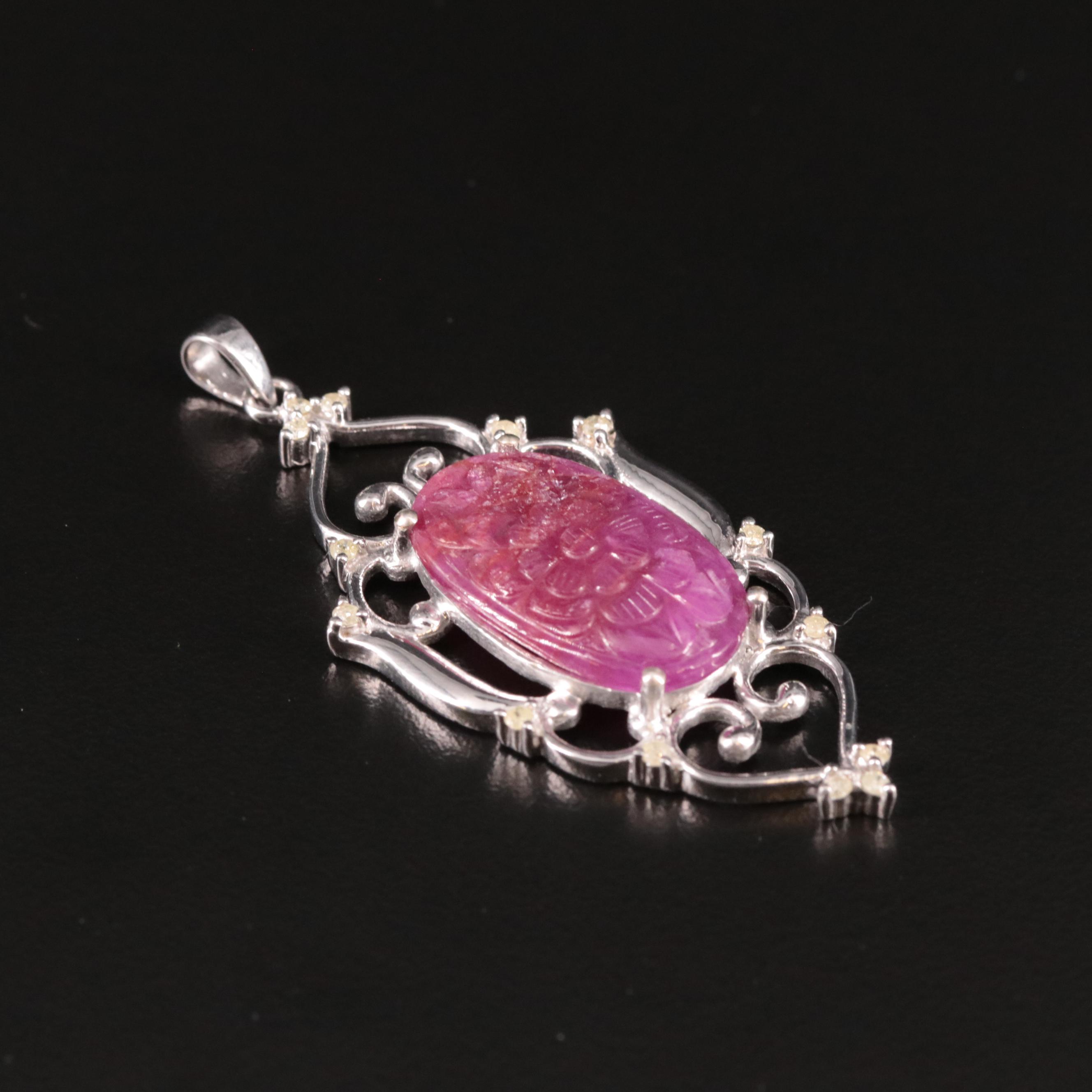 Sterling Sapphire and Diamond Pendant