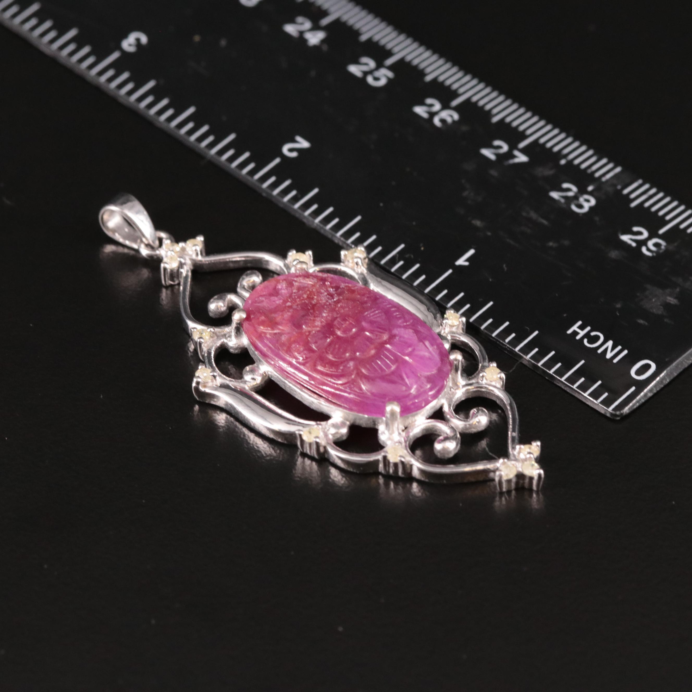 Sterling Sapphire and Diamond Pendant