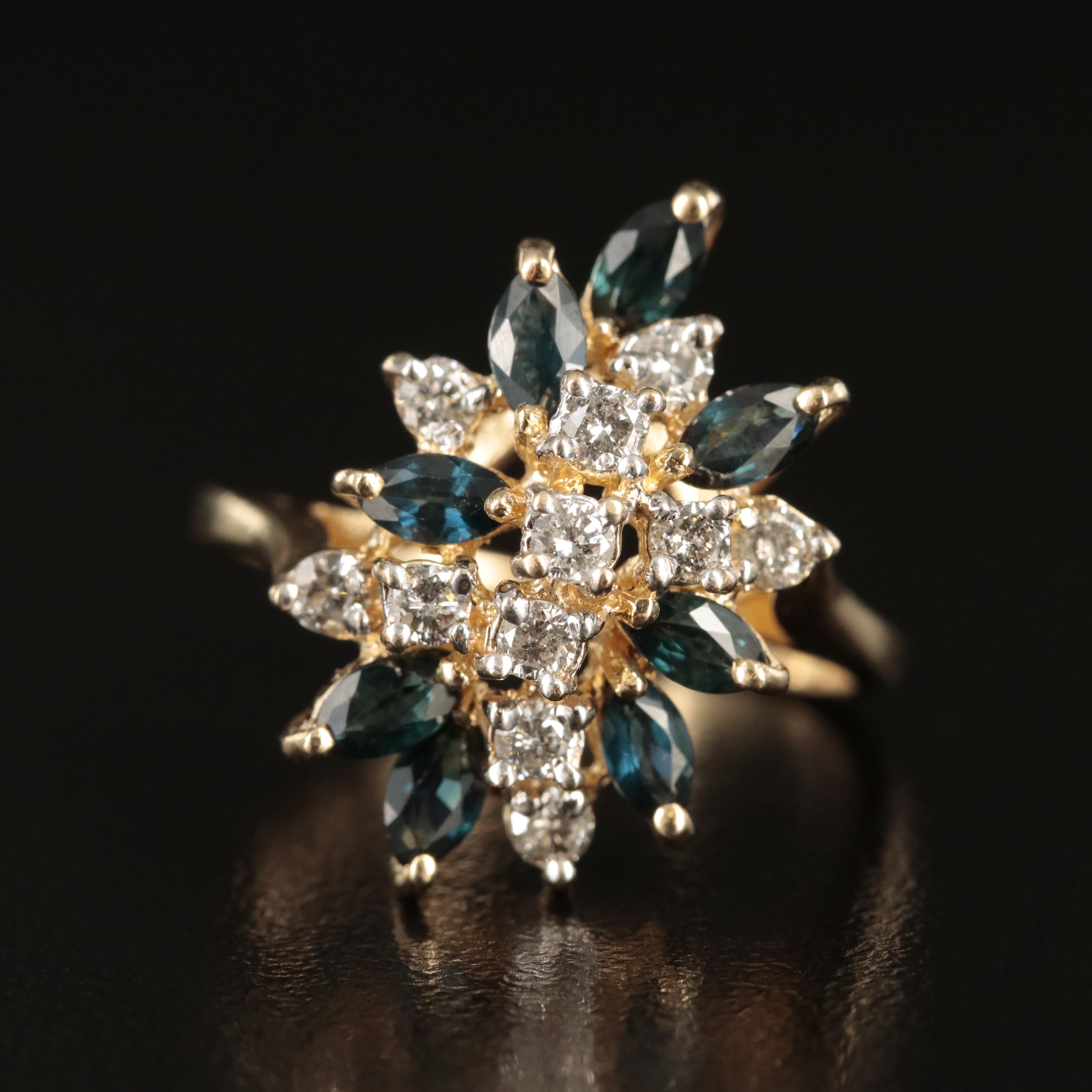 Bristol Seamless Ring Co. 14K Diamond and Sapphire Ring