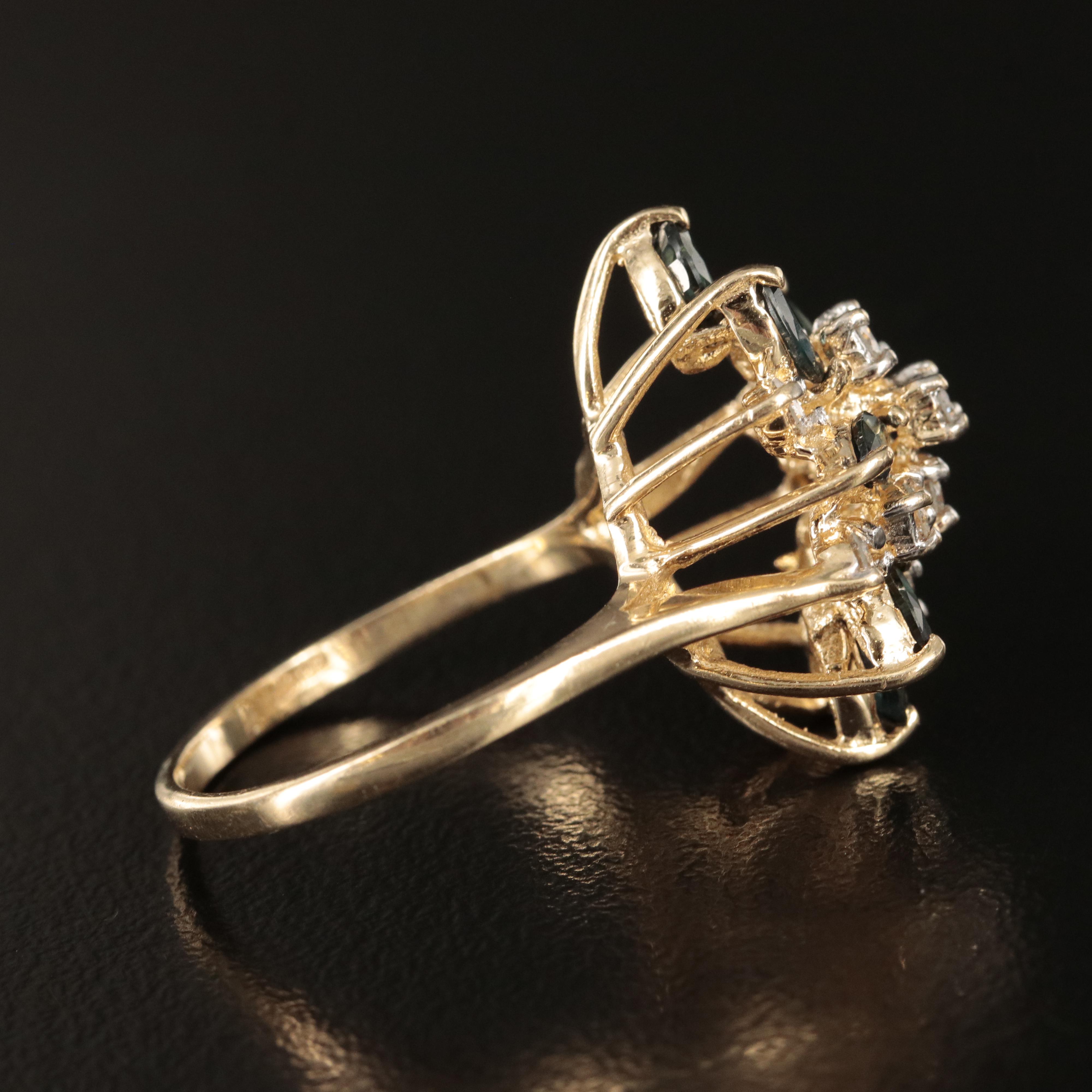 Bristol Seamless Ring Co. 14K Diamond and Sapphire Ring