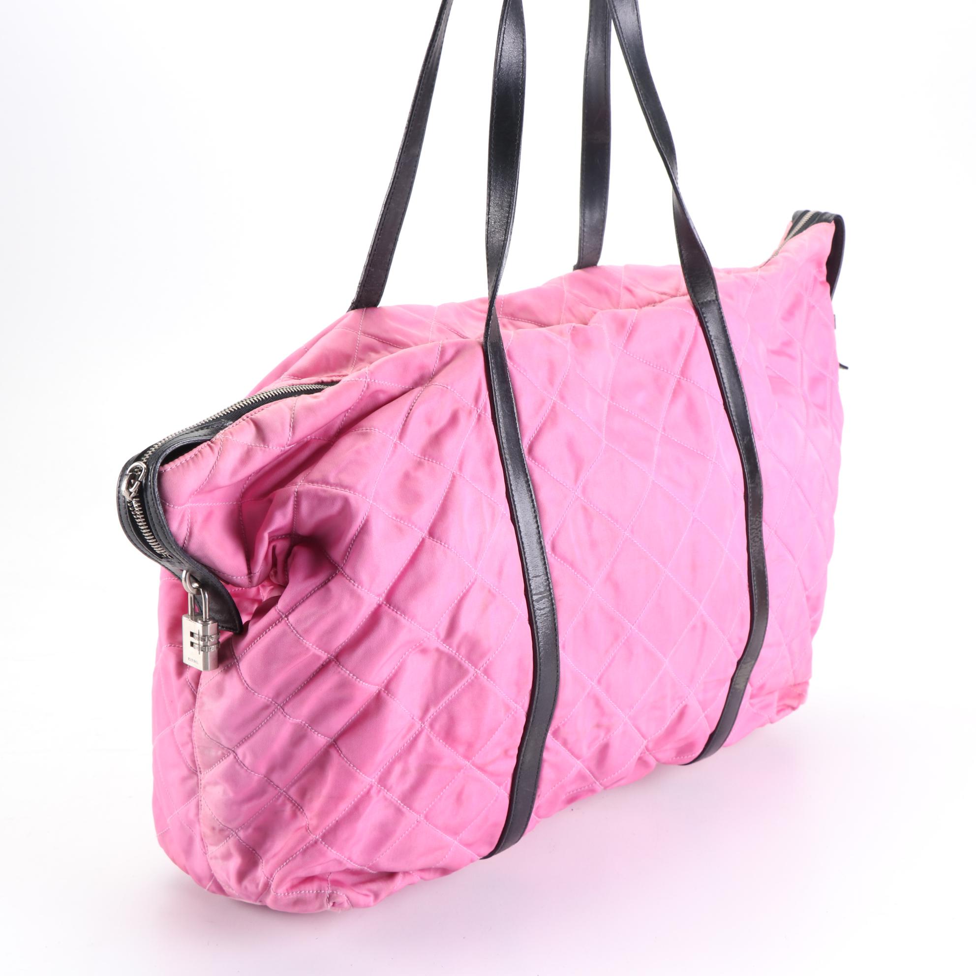 Prada Quilted Nylon and Leather Tote