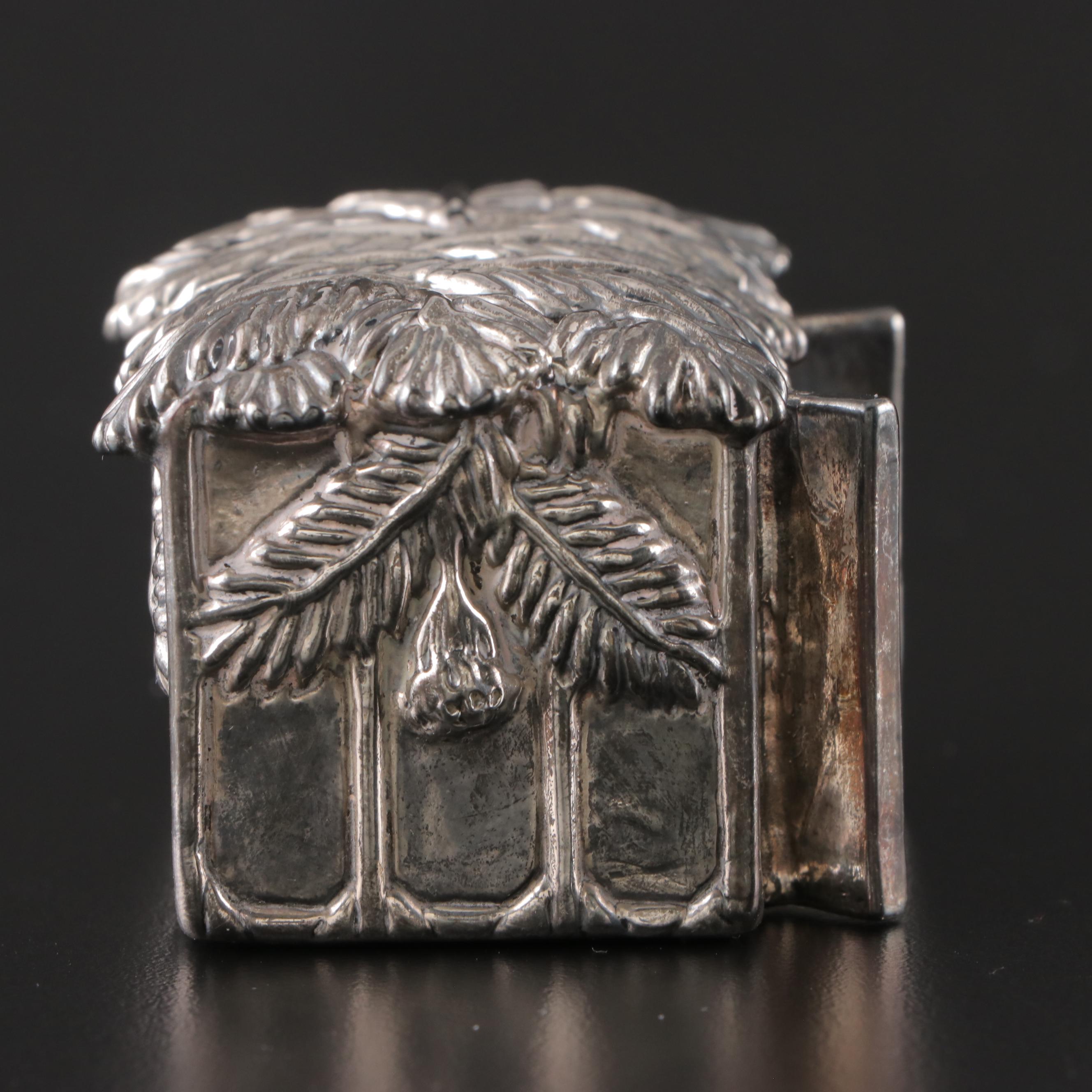 Electroform Sterling Silver Suhkkah, Seder Plate and Wine Bottle Figurines