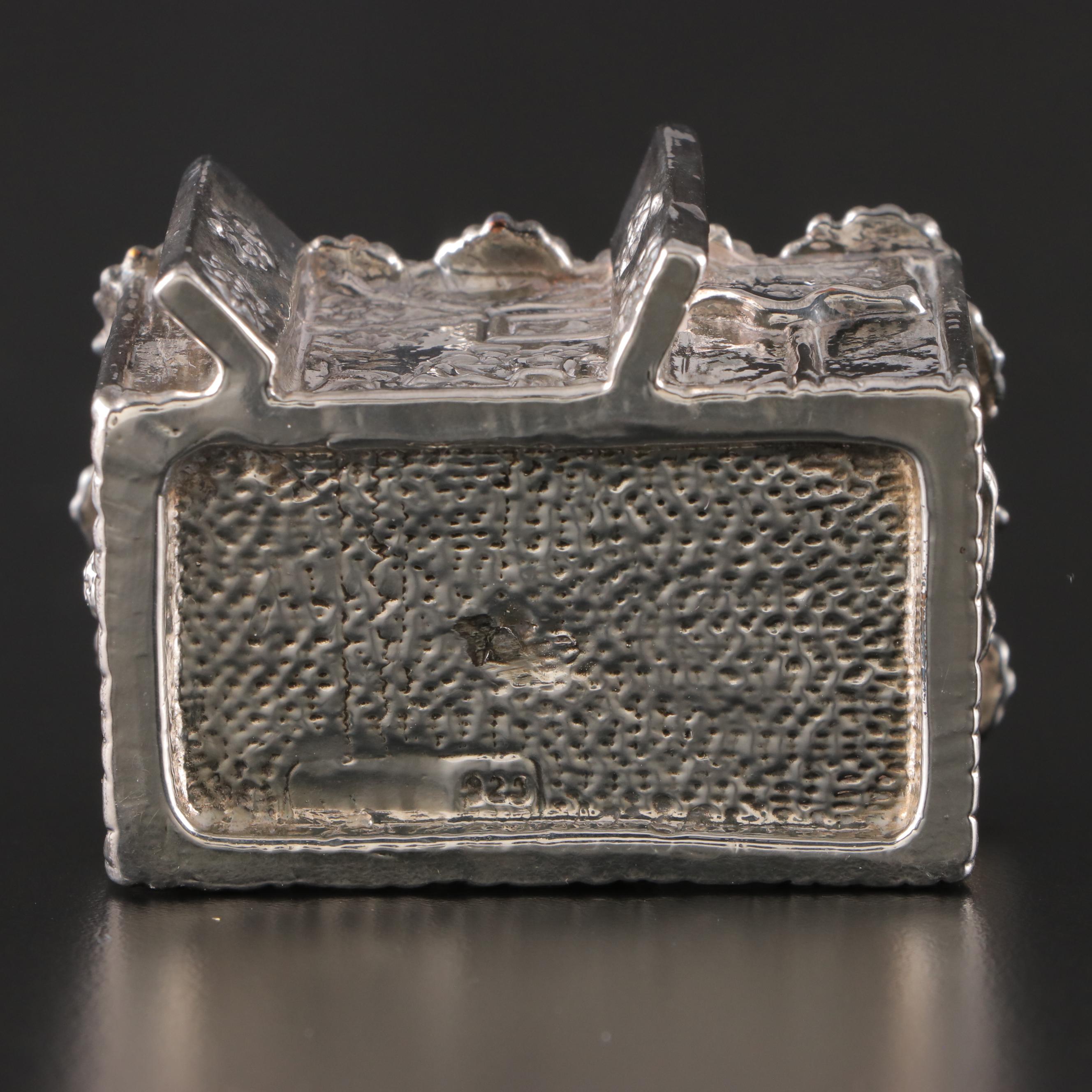 Electroform Sterling Silver Suhkkah, Seder Plate and Wine Bottle Figurines